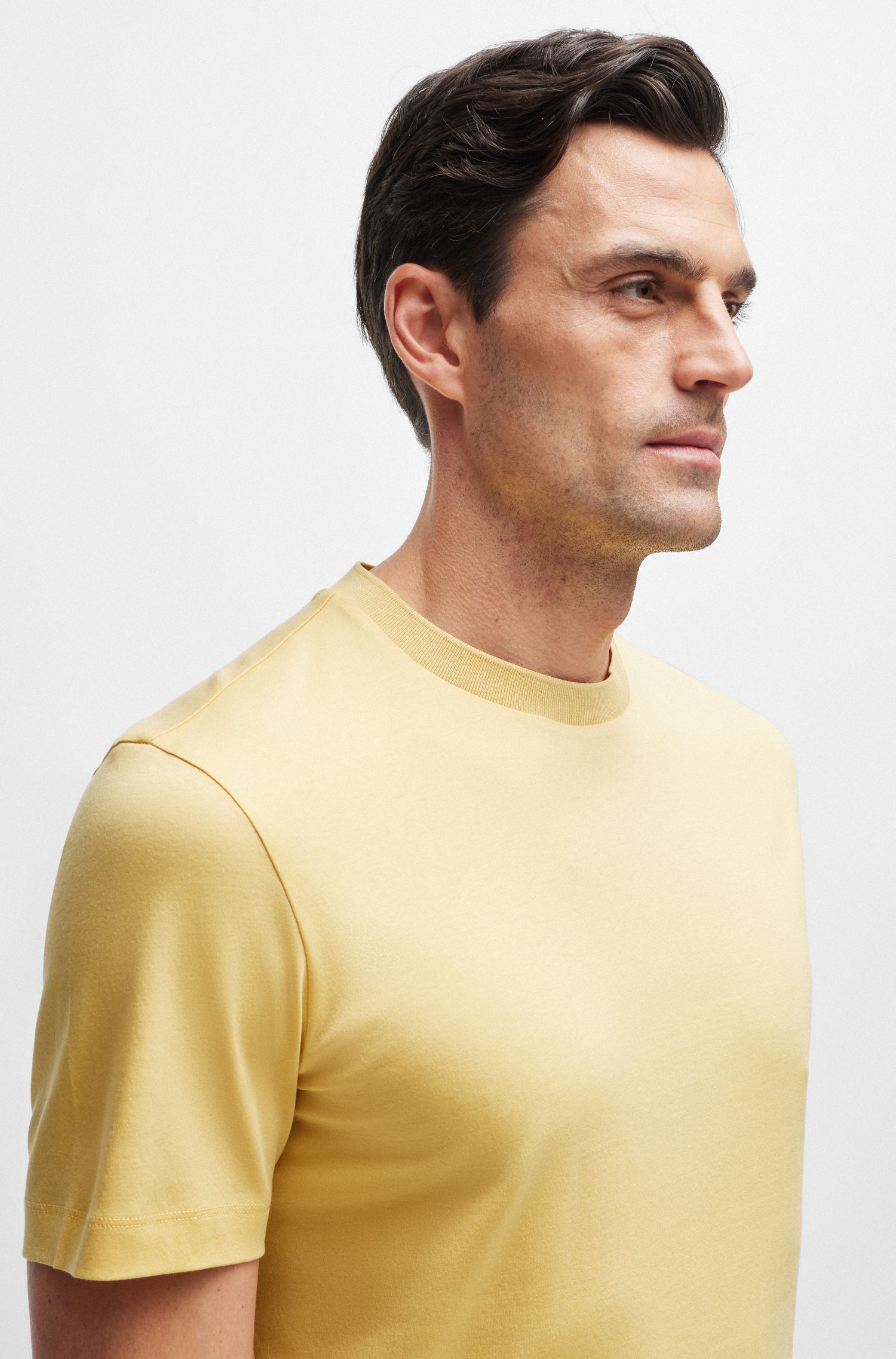 BOSS - Áo thun dáng regular fit vải cotton mercerized