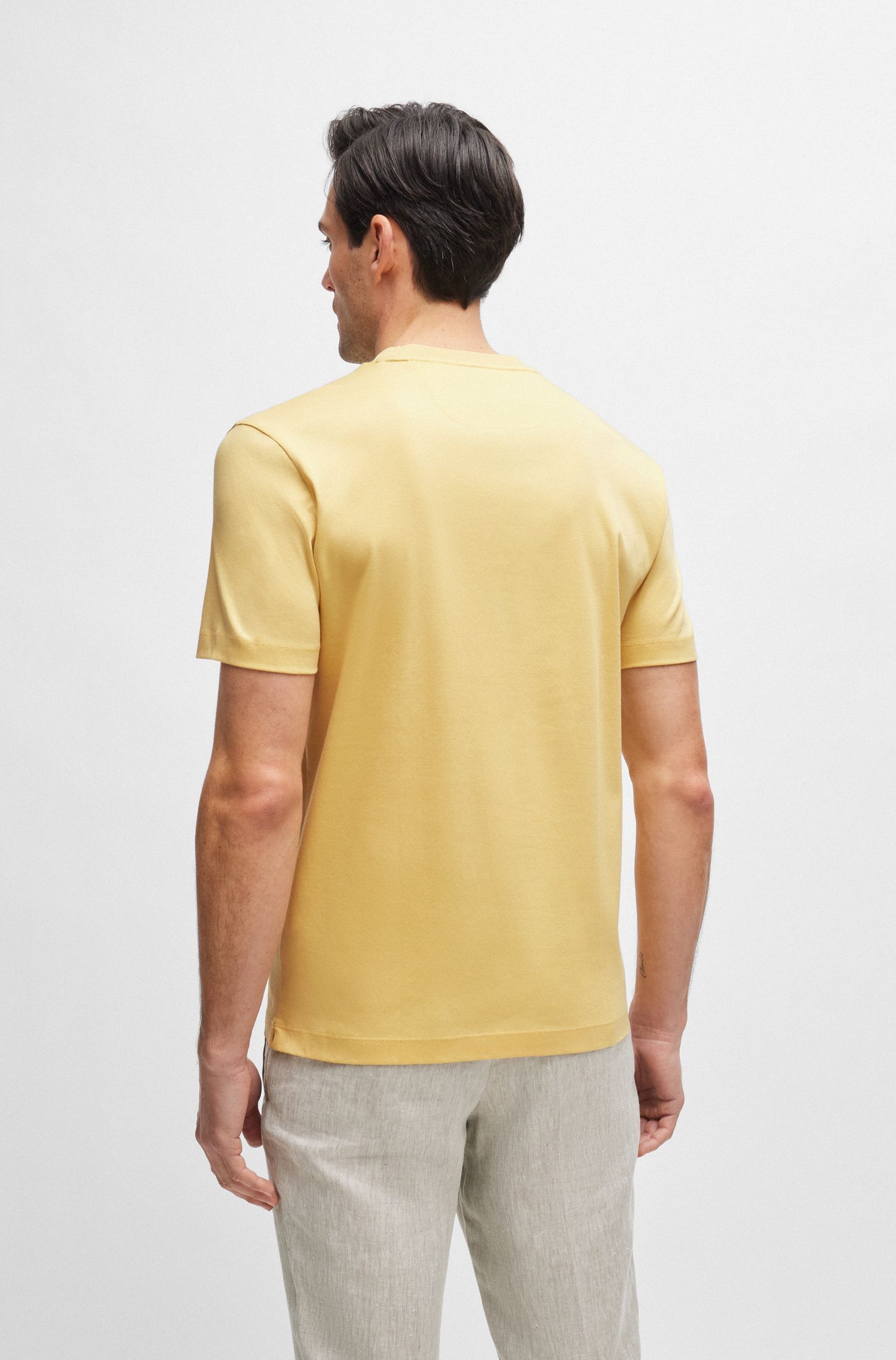 BOSS - Áo thun dáng regular fit vải cotton mercerized