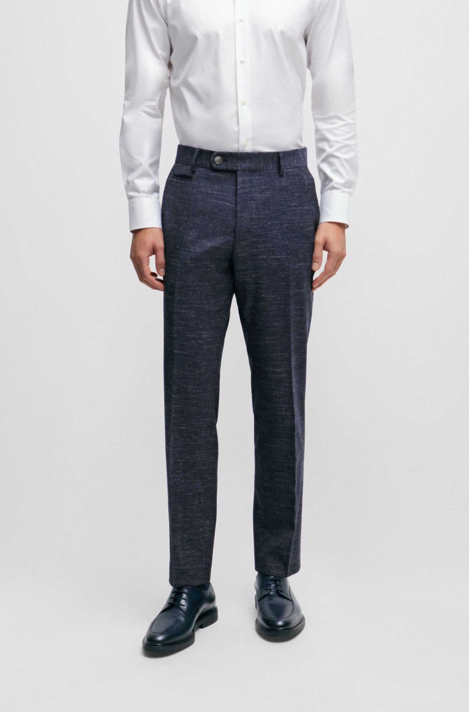 Quần âu dáng ôm slim fit vải len pha họa tiết