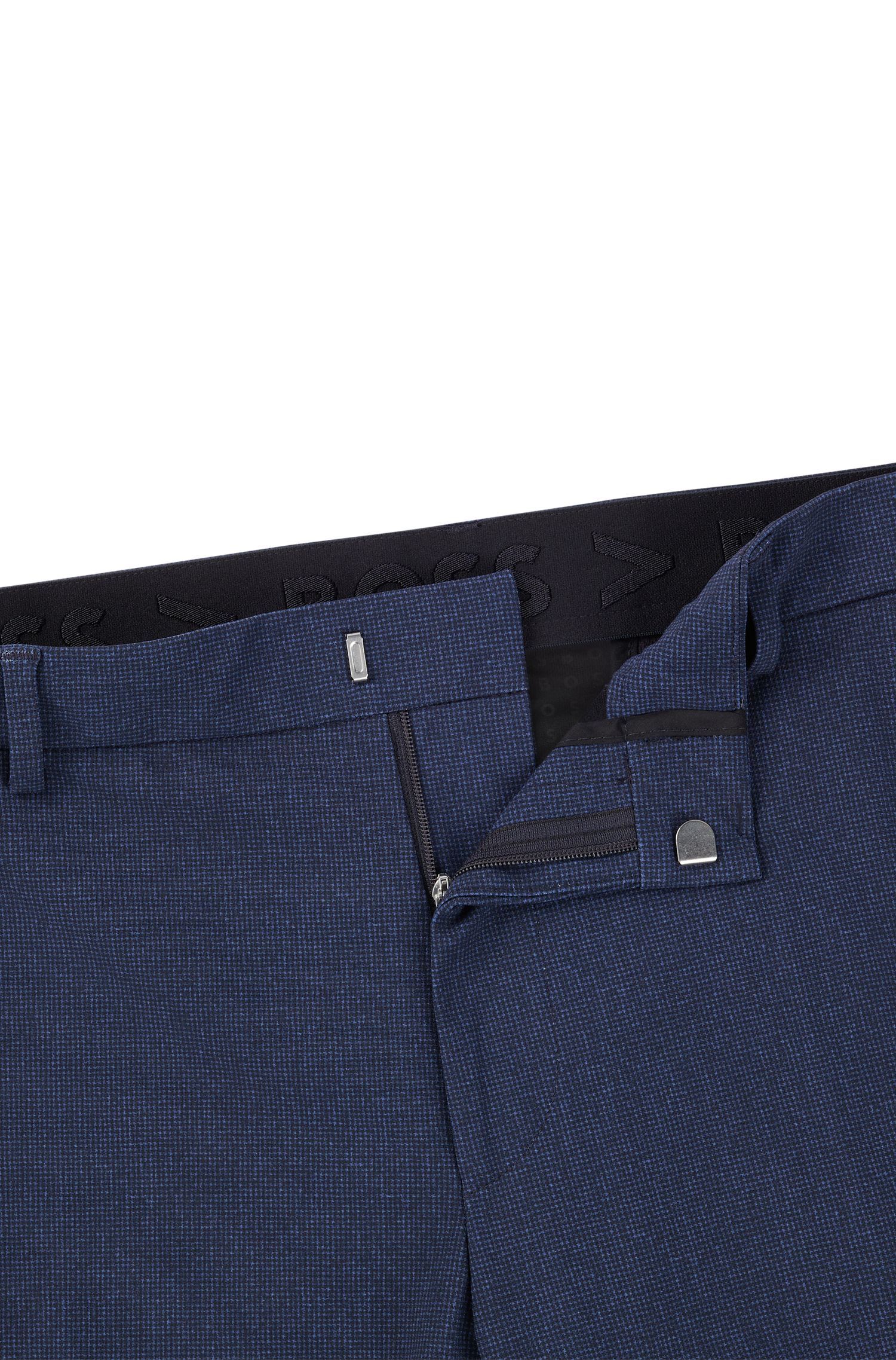 BOSS - Quần âu dáng ôm slim fit vải jersey co giãn họa tiết nhỏ