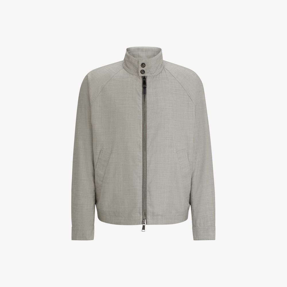 BOSS - Áo khoác Harrington hai mặt len và lụa nguyên chất