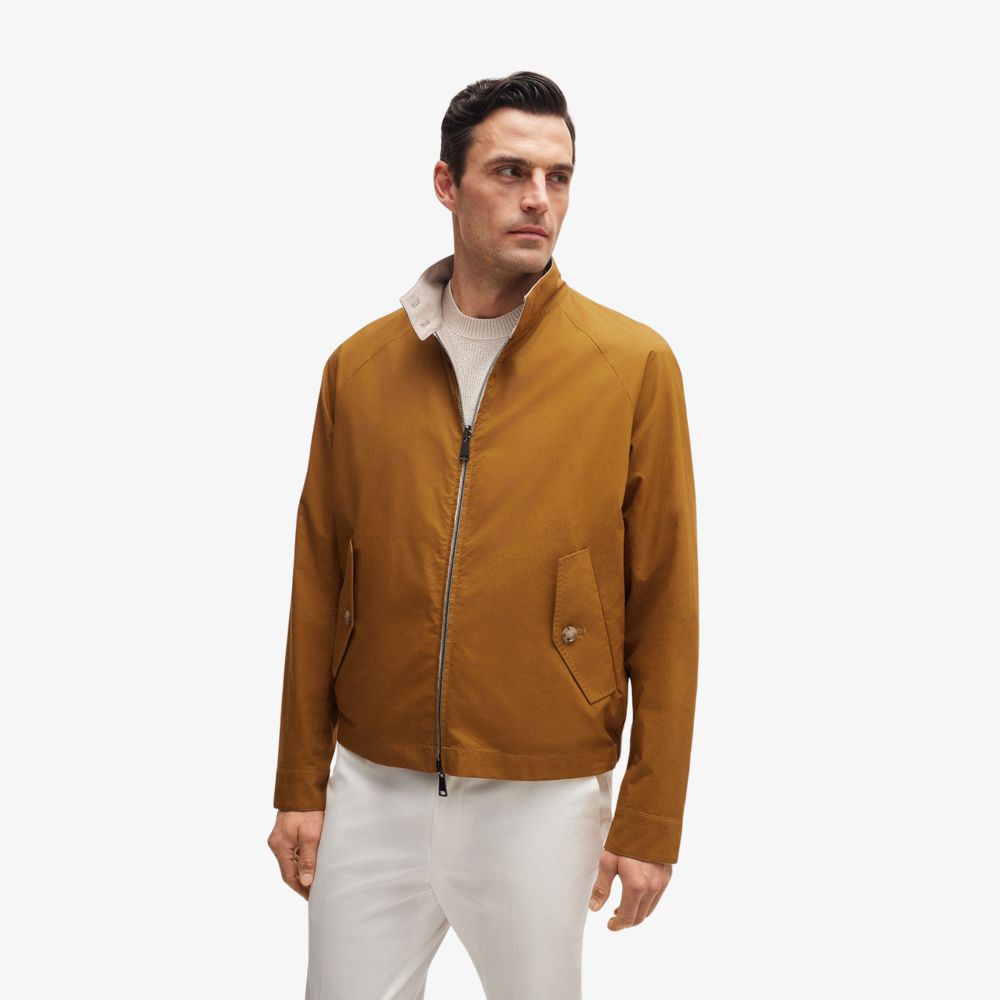 BOSS - Áo khoác Harrington hai mặt len và lụa nguyên chất