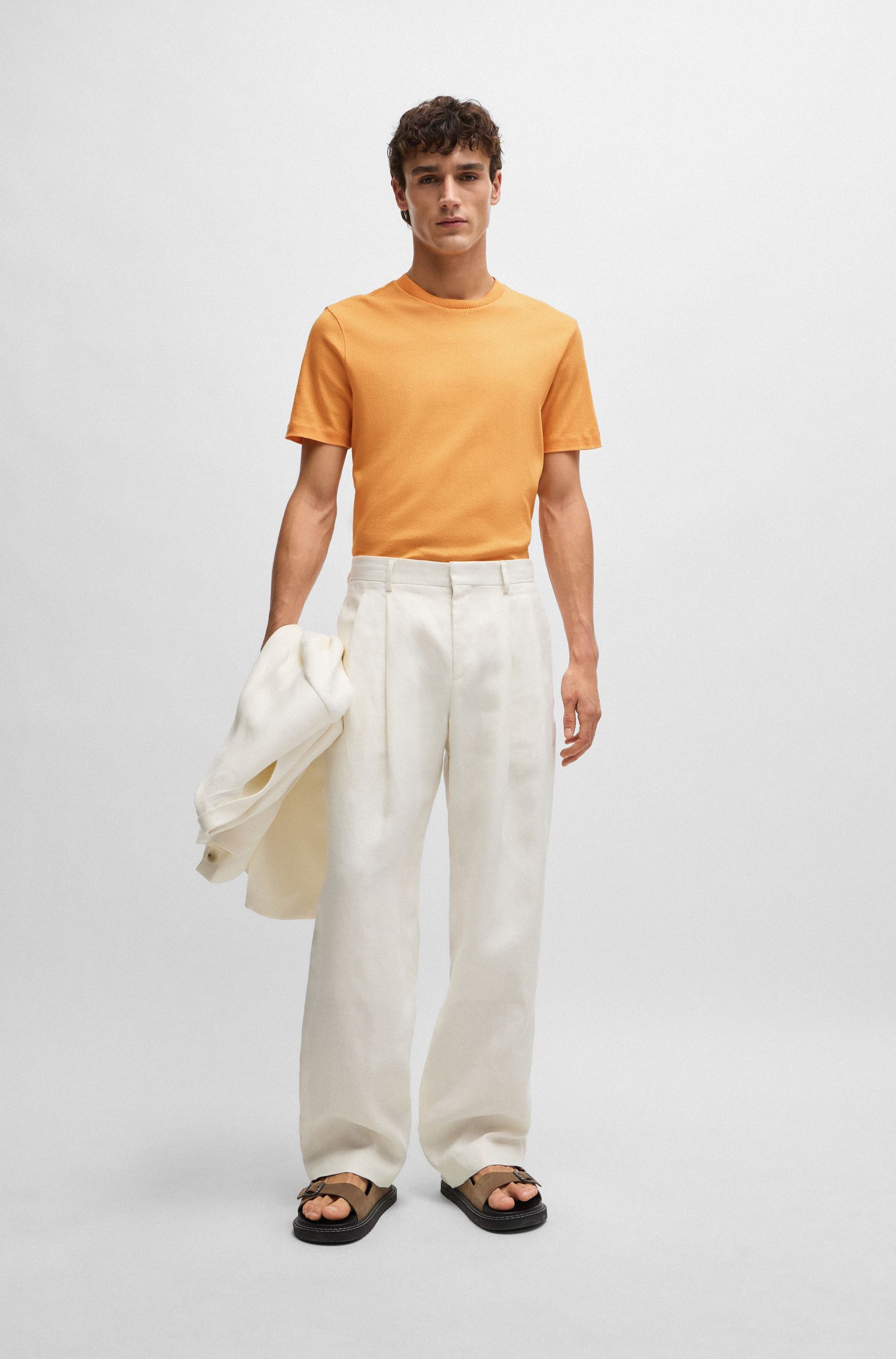 BOSS - Áo thun vừa vặn vải cotton được đánh bóng