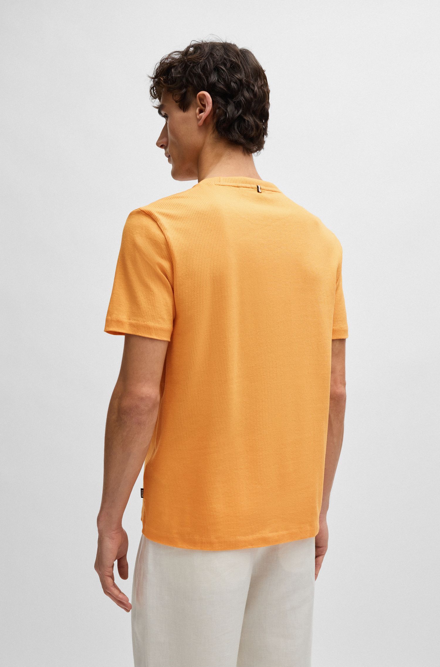 BOSS - Áo thun vừa vặn vải cotton được đánh bóng