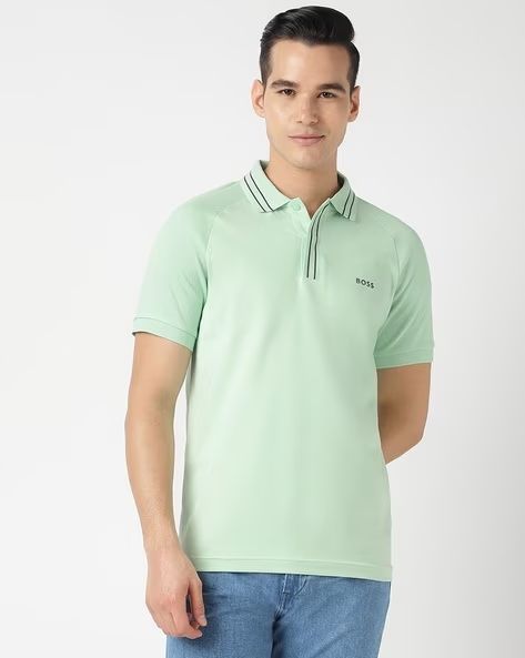 BOSS - Áo polo dáng ôm slim fit vải stretch cotton có logo