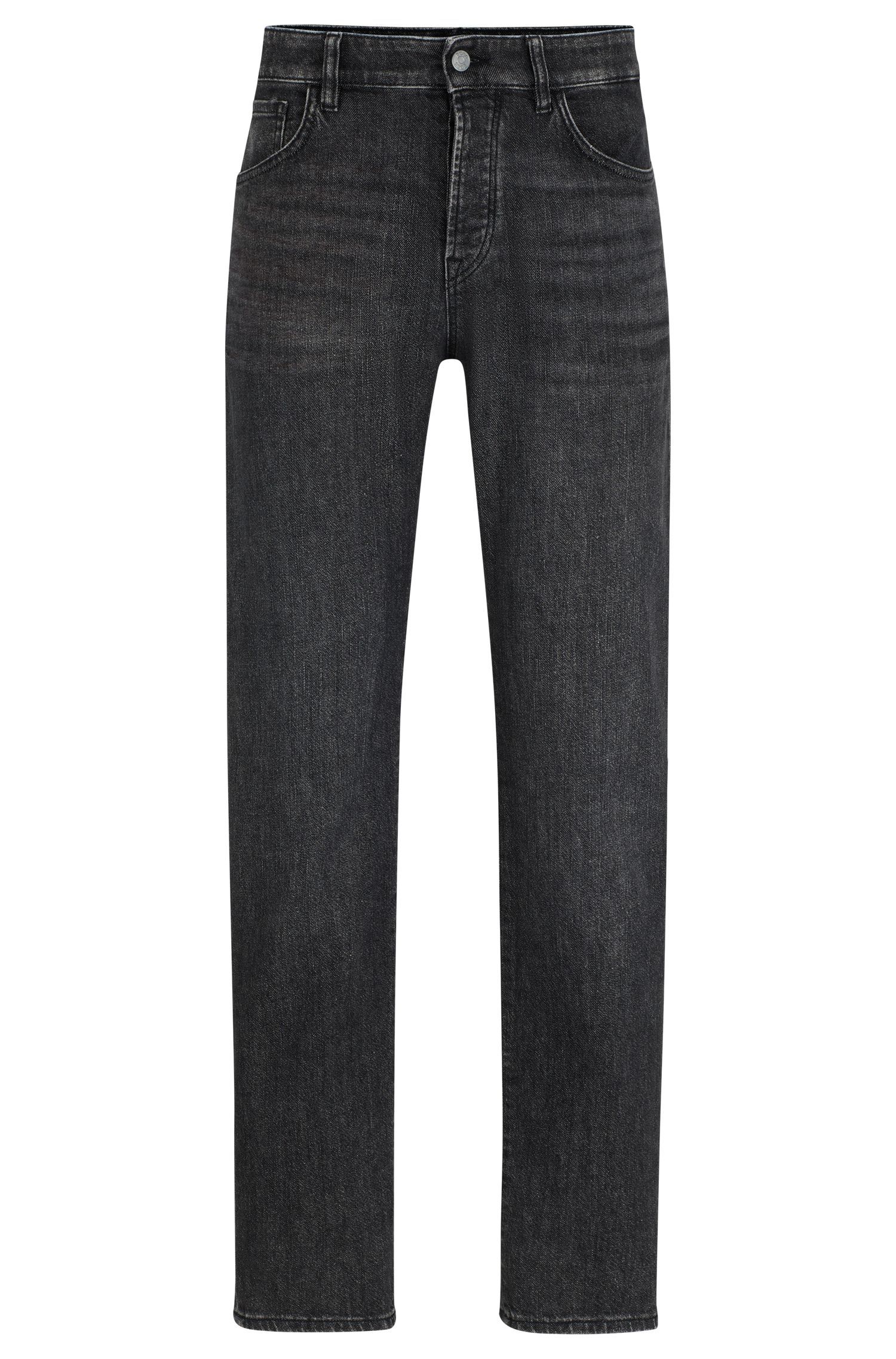 BOSS - Quần jean vừa vặn vải denim co giãn cơ học màu xám