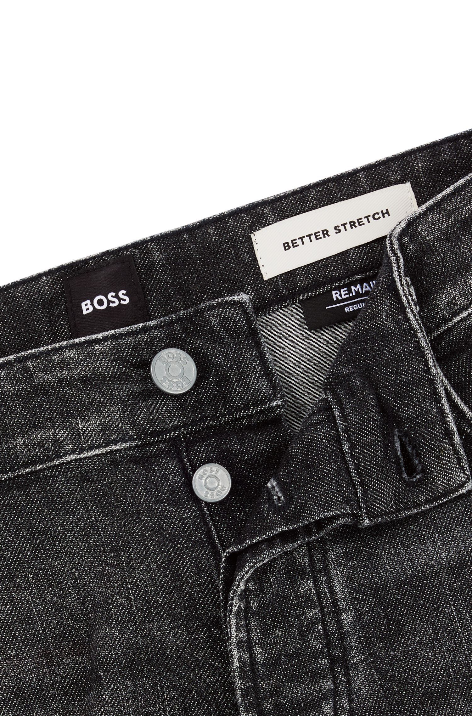 BOSS - Quần jean vừa vặn vải denim co giãn cơ học màu xám