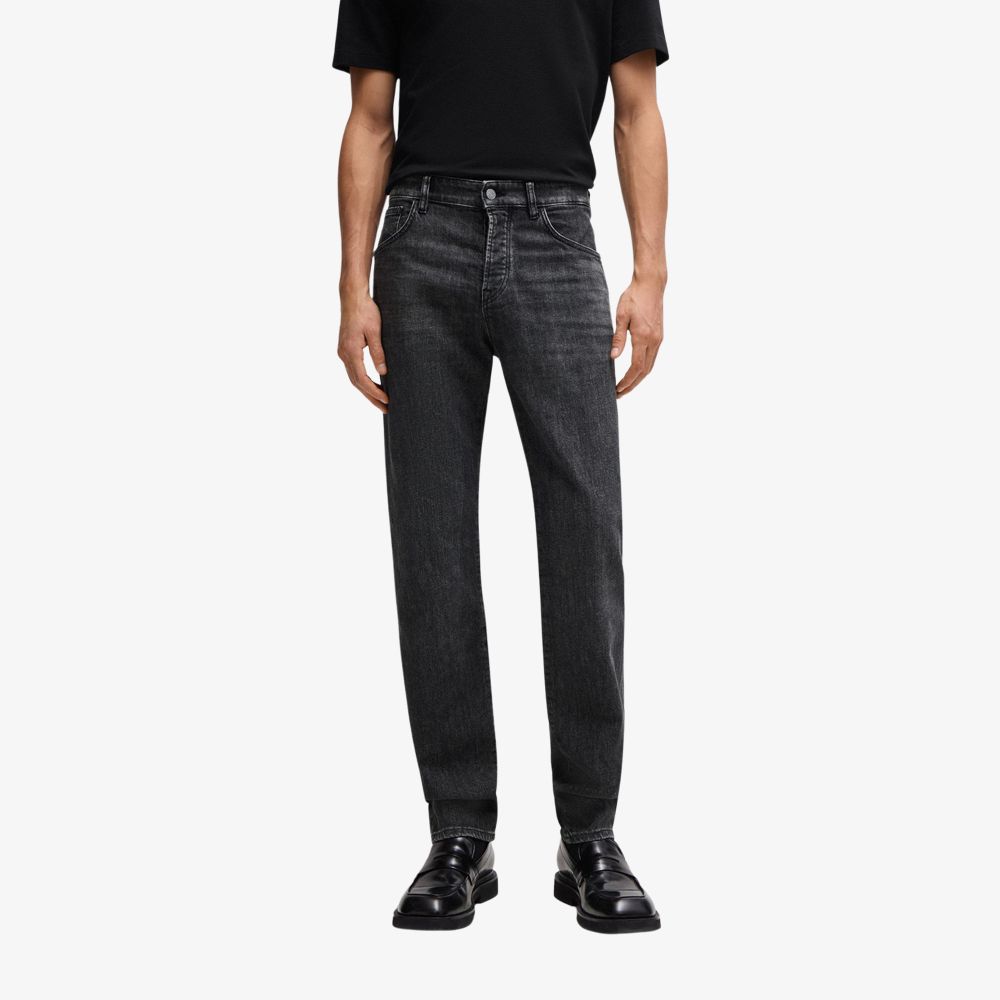 BOSS - Quần jean vừa vặn vải denim co giãn cơ học màu xám