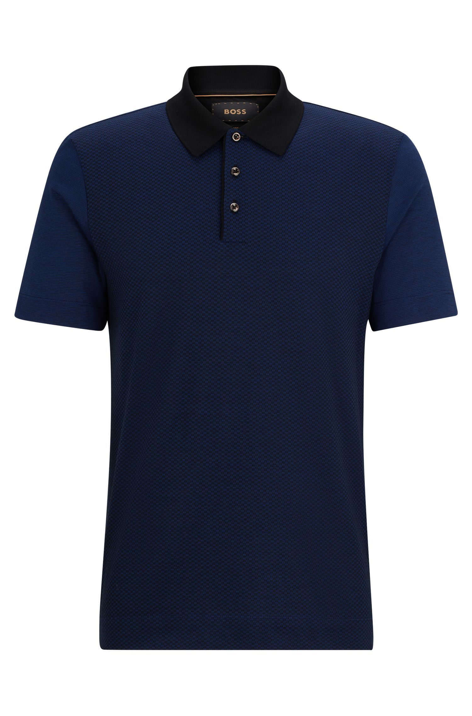 BOSS - Áo polo vải lụa và cotton