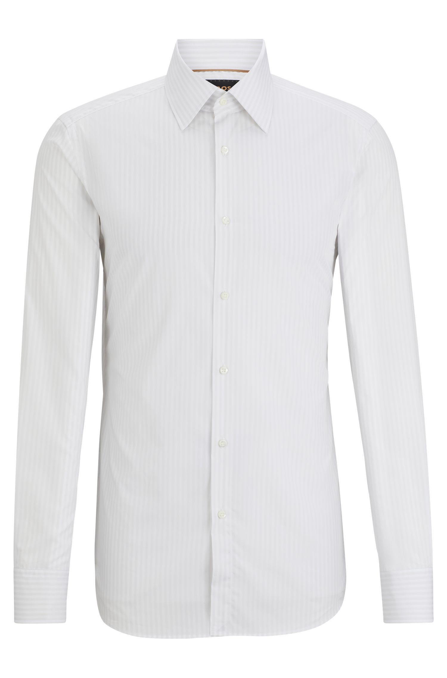 BOSS - Áo sơ mi cotton sọc vừa vặn