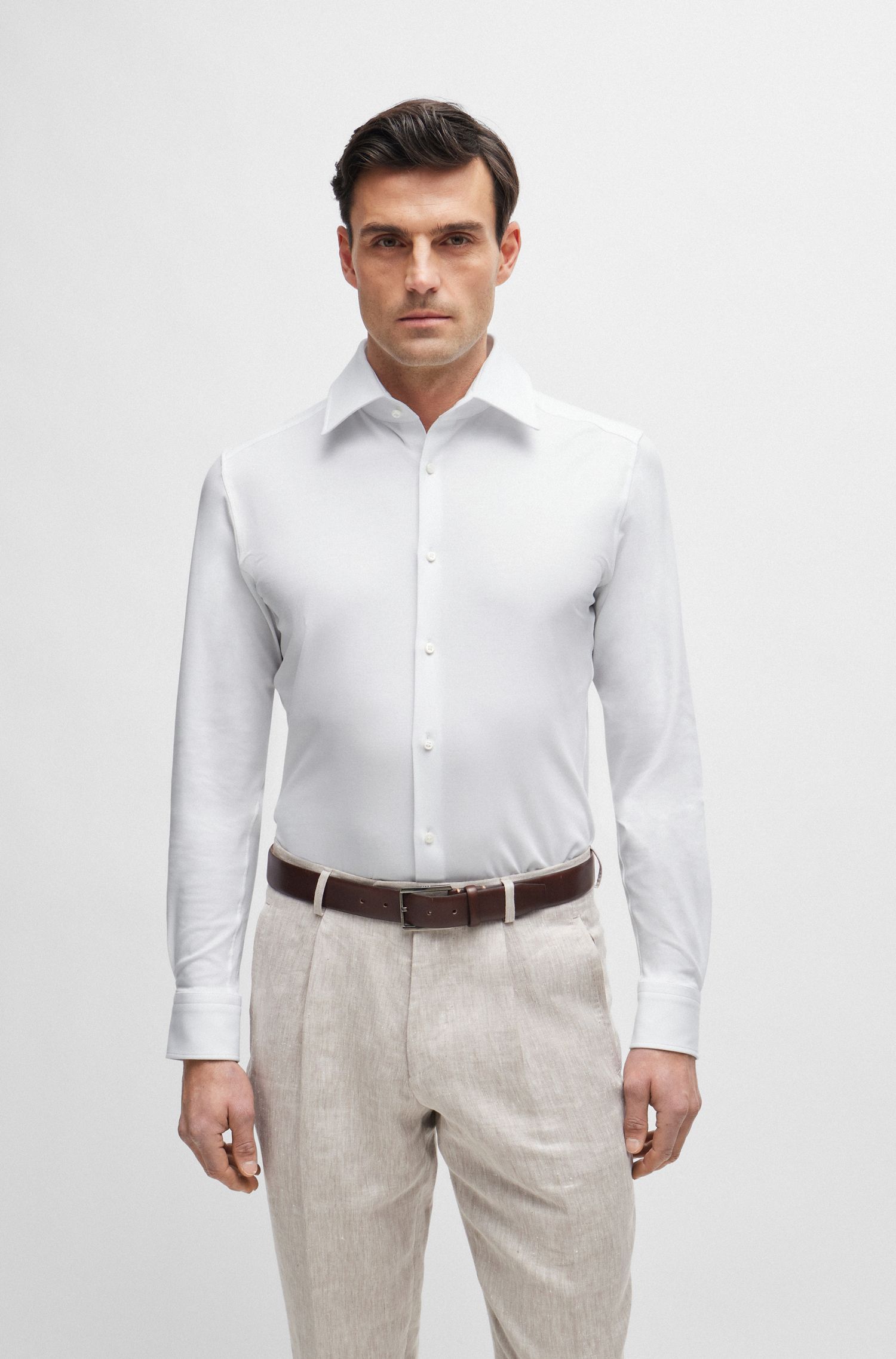 Áo sơ mi ôm cotton co giãn