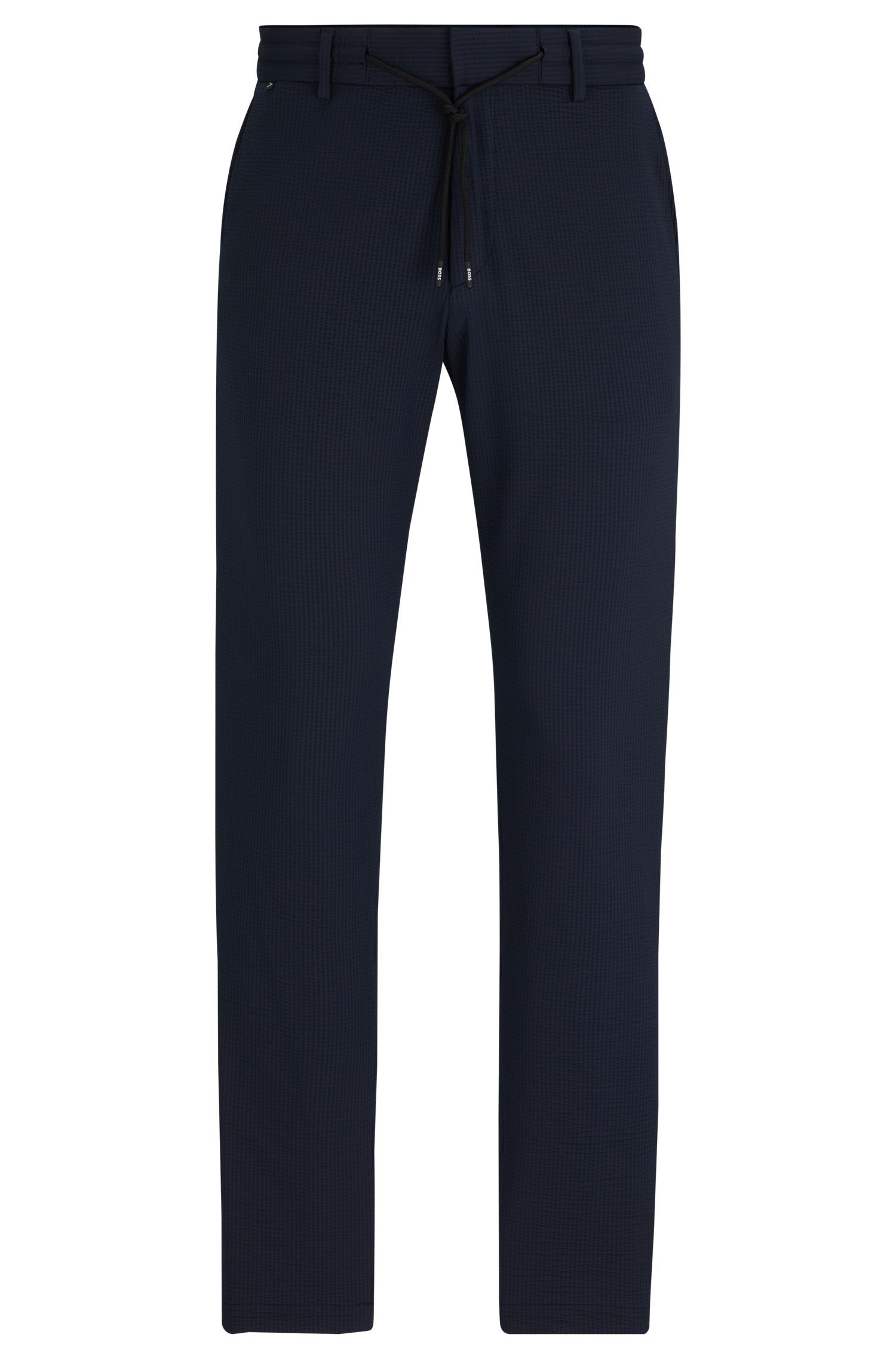 BOSS - Quần slim-fit chất vải sọc nhăn co giãn