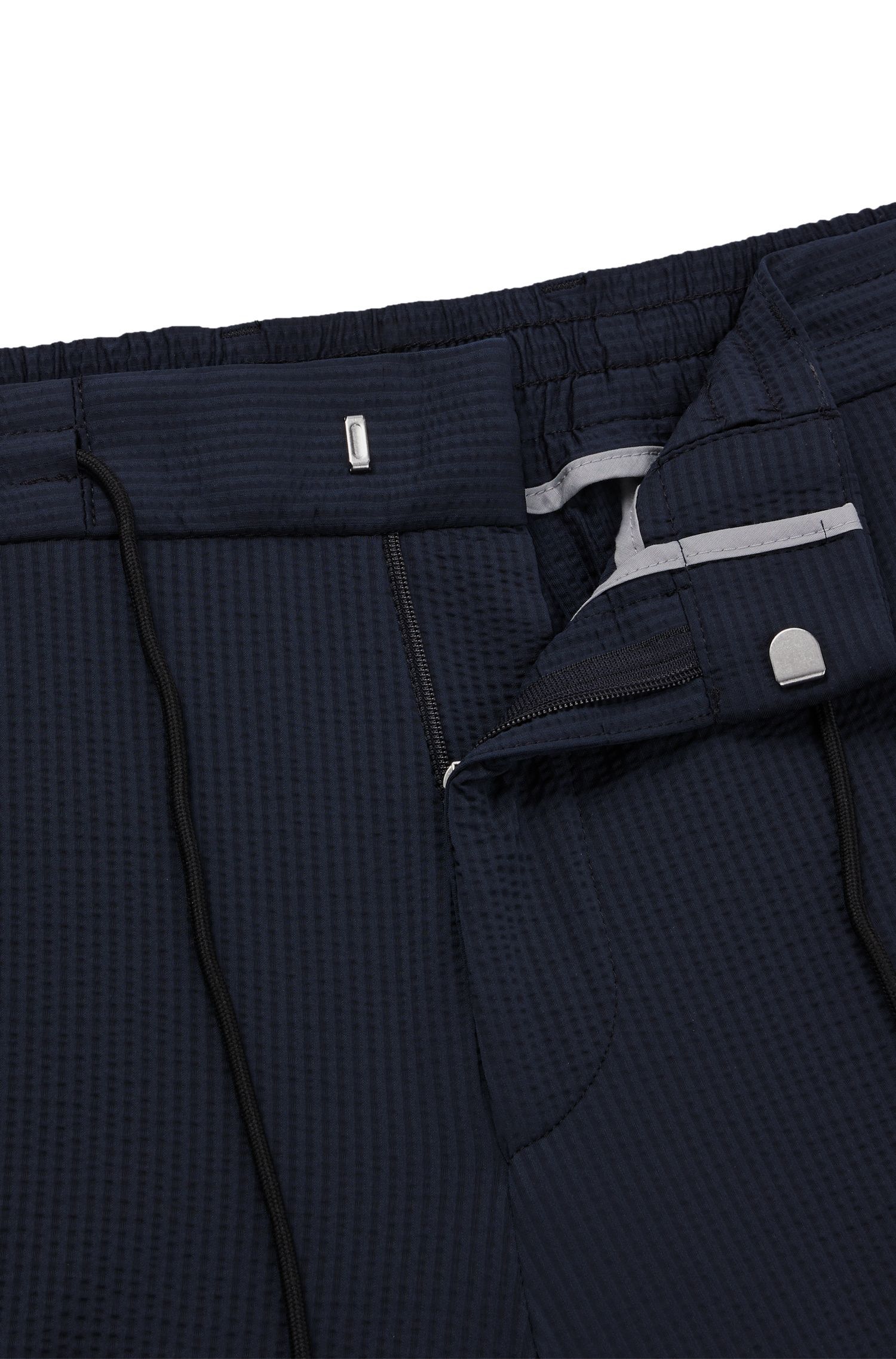 BOSS - Quần slim-fit chất vải sọc nhăn co giãn