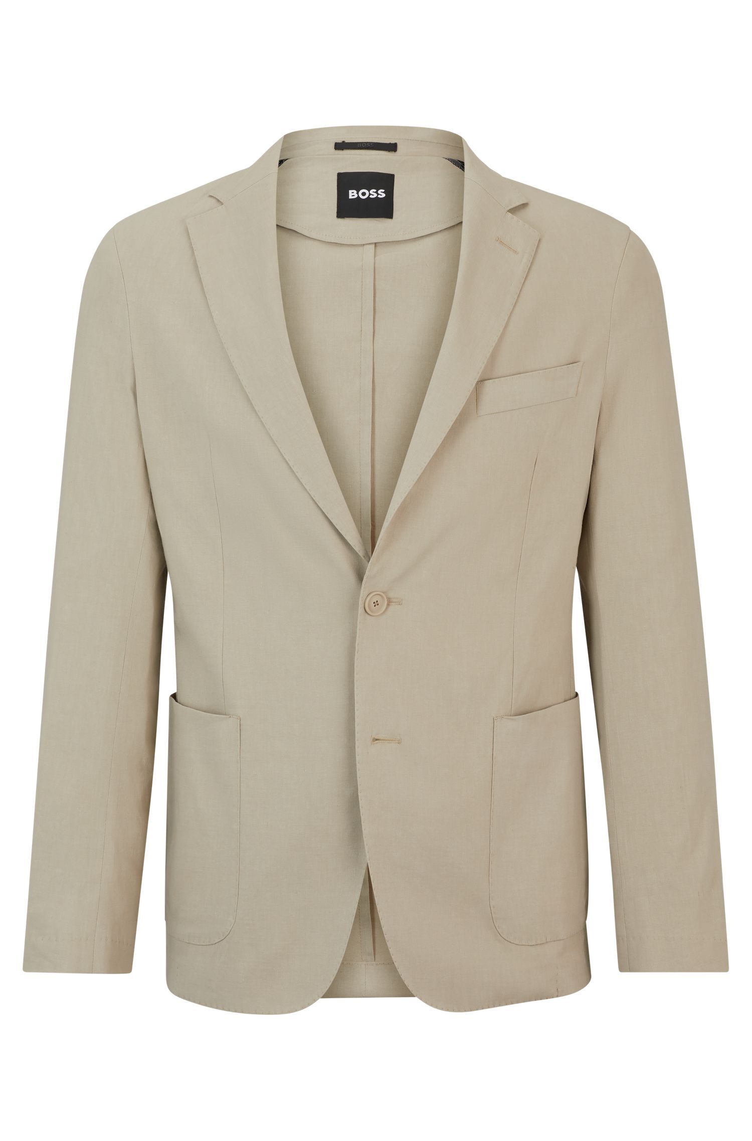 BOSS - Áo khoác blazer vừa vặn vải linen