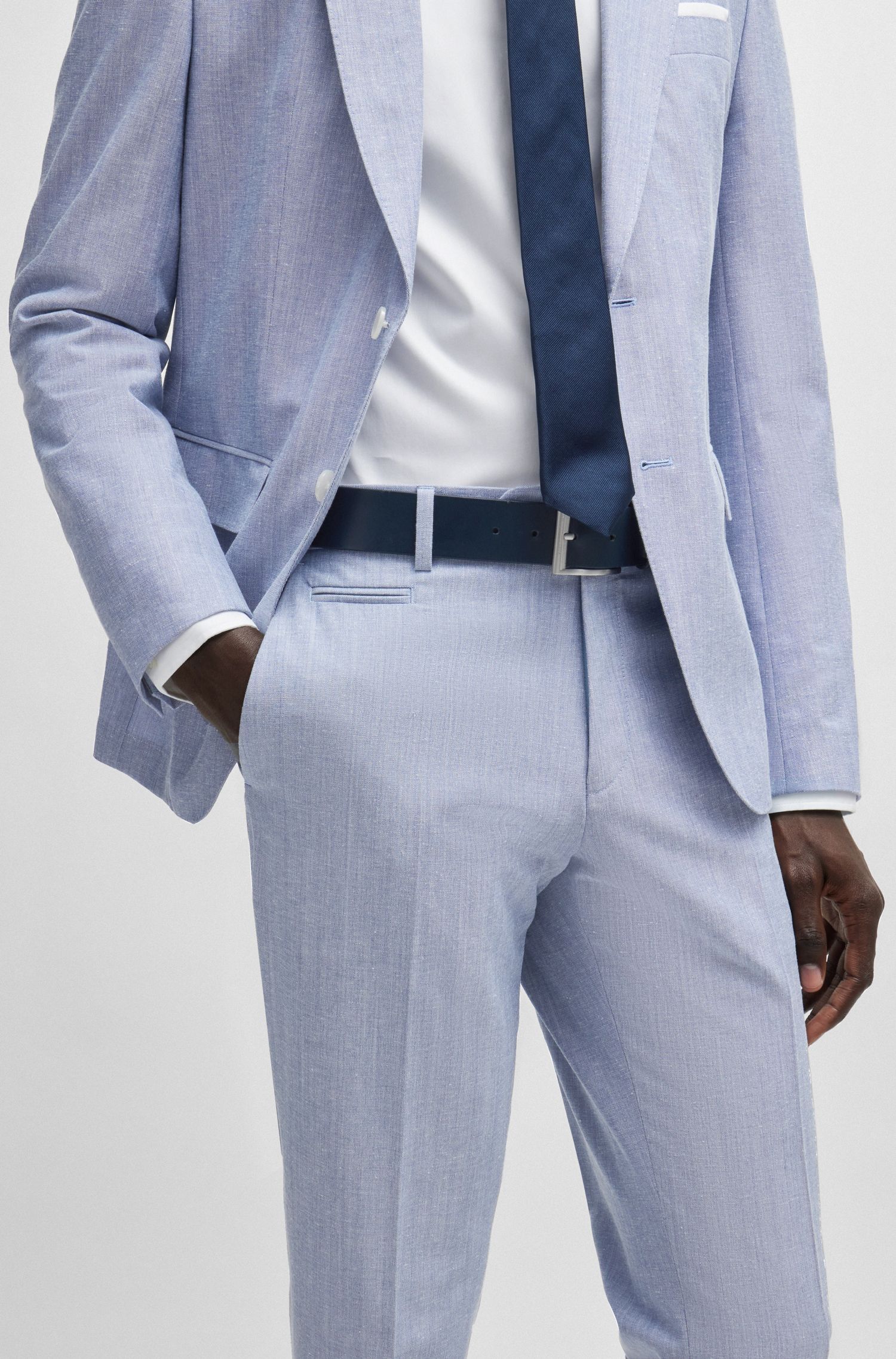 BOSS - Quần dáng ôm vừa vặn hỗn hợp cotton có họa tiết siêu nhỏ