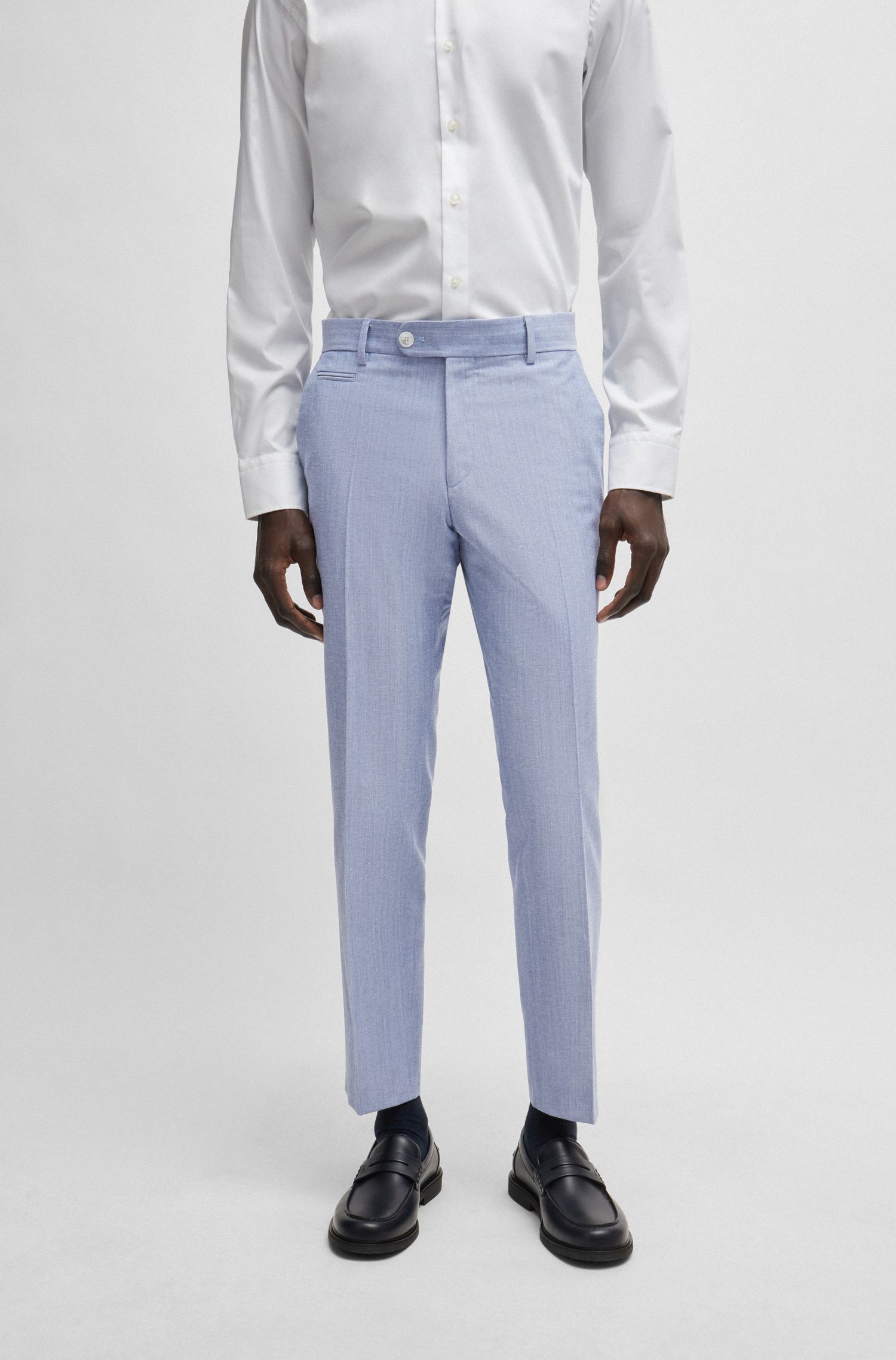BOSS - Quần dáng ôm vừa vặn hỗn hợp cotton có họa tiết siêu nhỏ