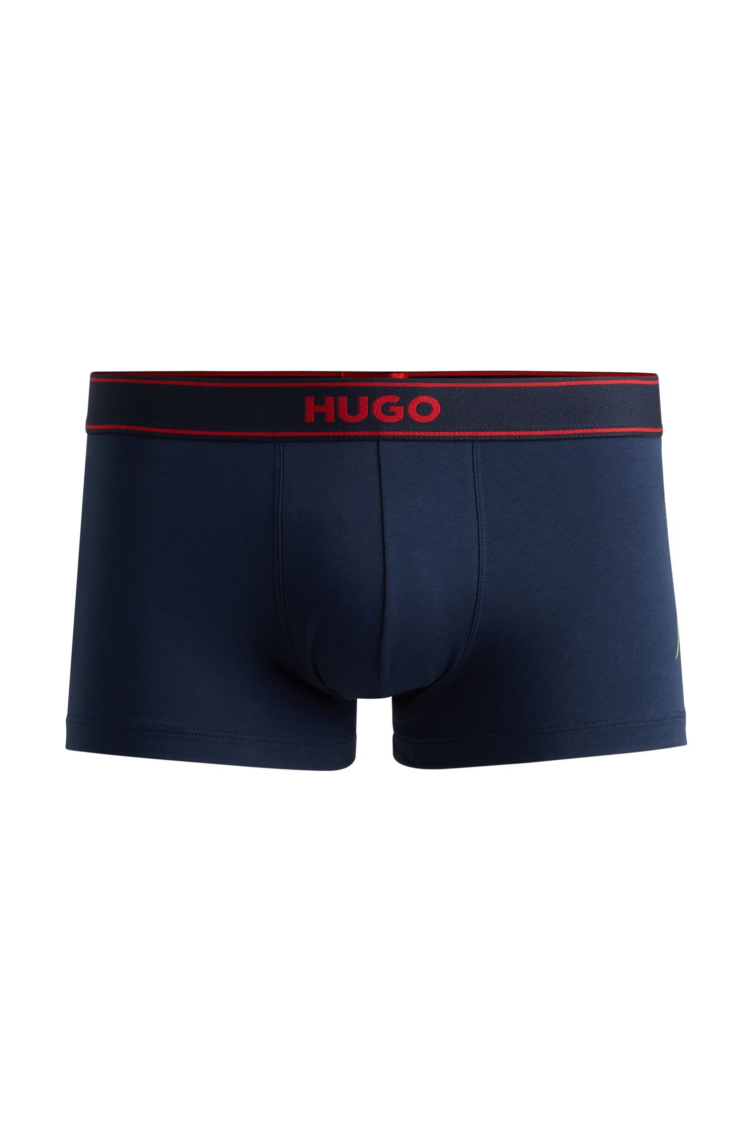 HUGO - Quần lót cotton co giãn với họa tiết logo xếp chồng