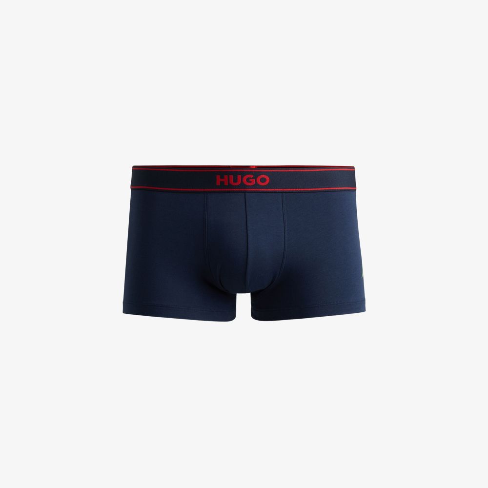 HUGO - Quần lót cotton co giãn với họa tiết logo xếp chồng