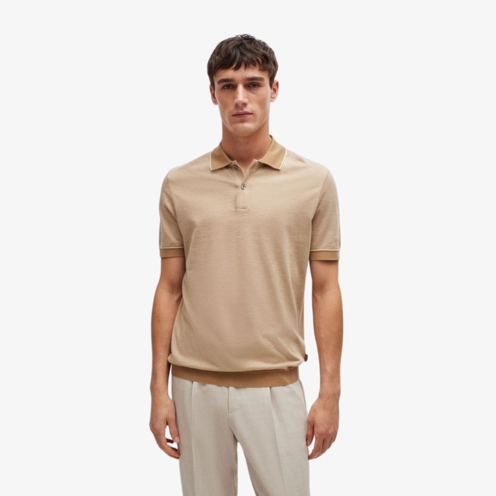 BOSS - Áo polo regular-fit cotton và cashmere