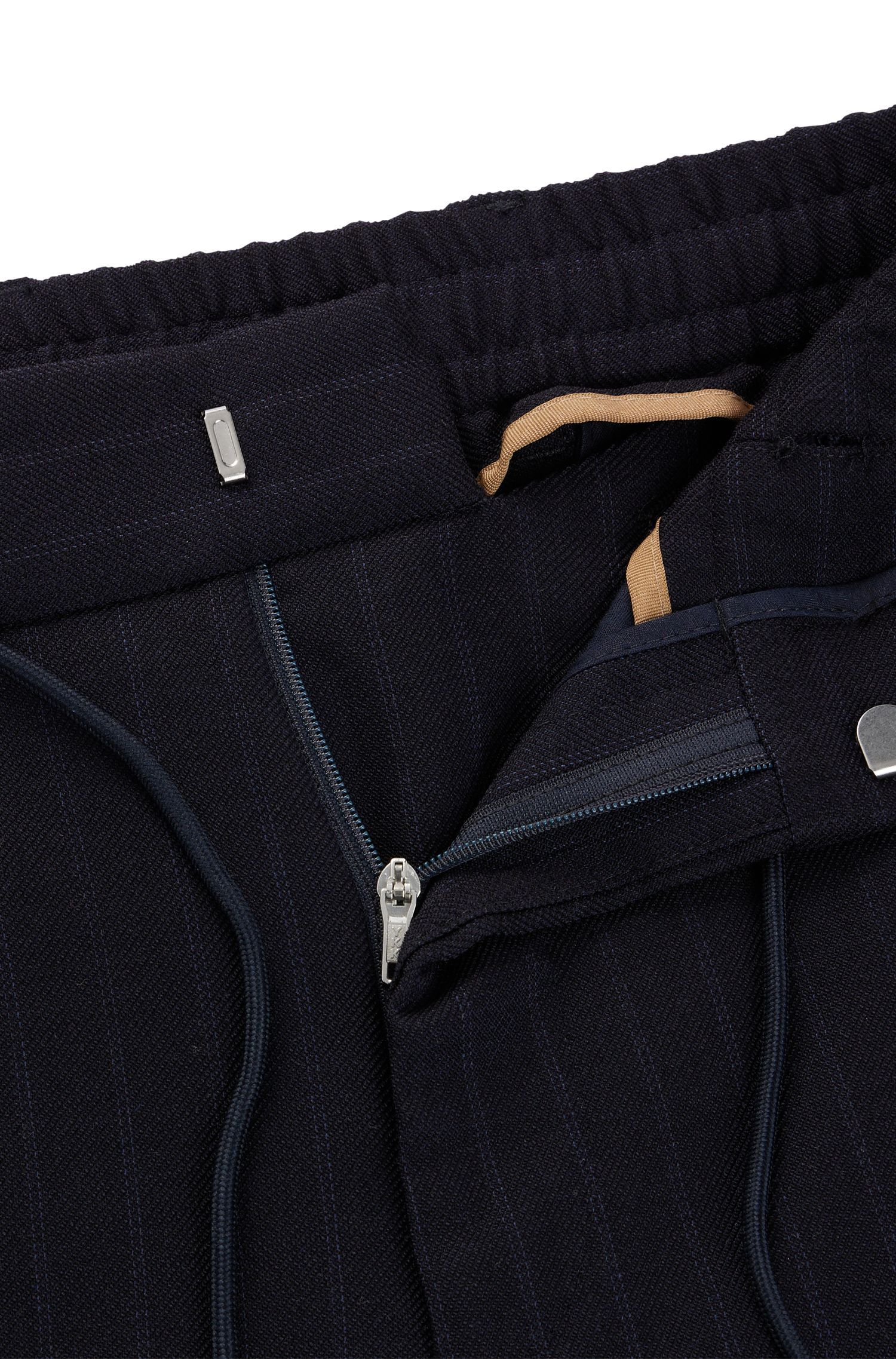 BOSS - Quần âu slim-fit vải len sọc