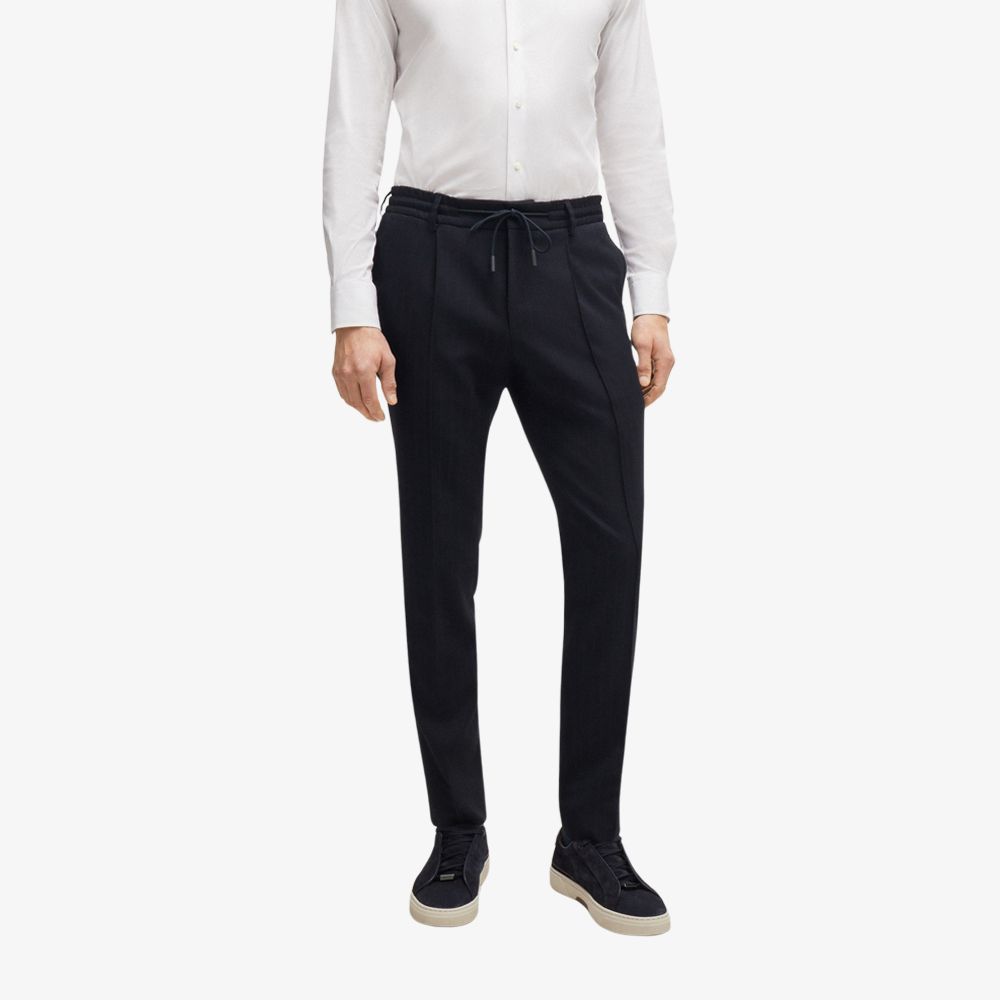 BOSS - Quần âu slim-fit vải len sọc