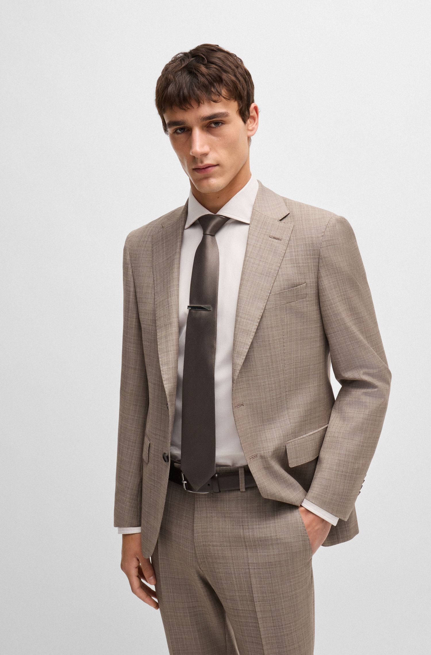 BOSS - Áo sơ mi dáng ôm slim fit cotton