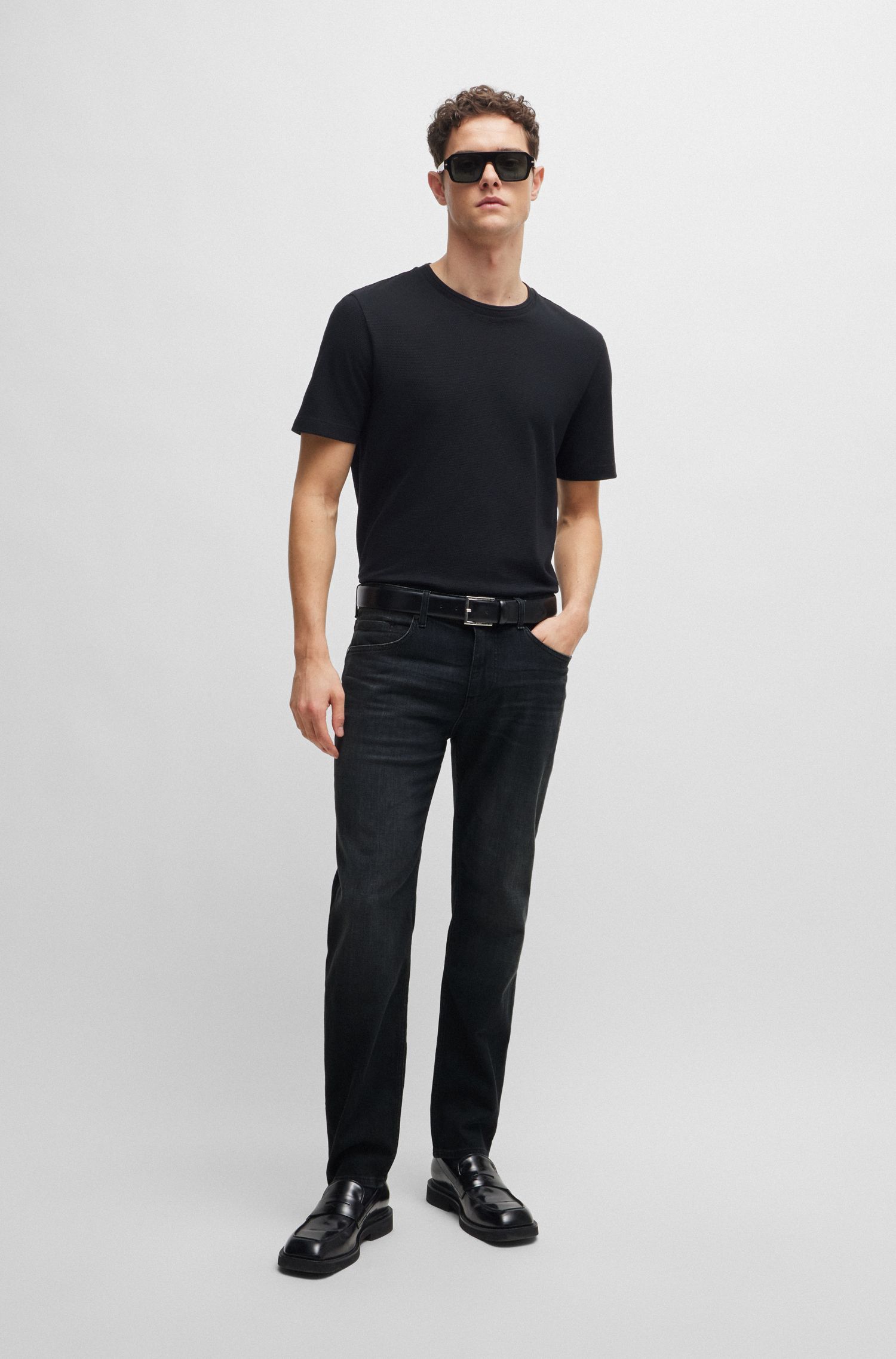 BOSS - Quần jeans Maine dáng regular fit denim Ý mềm