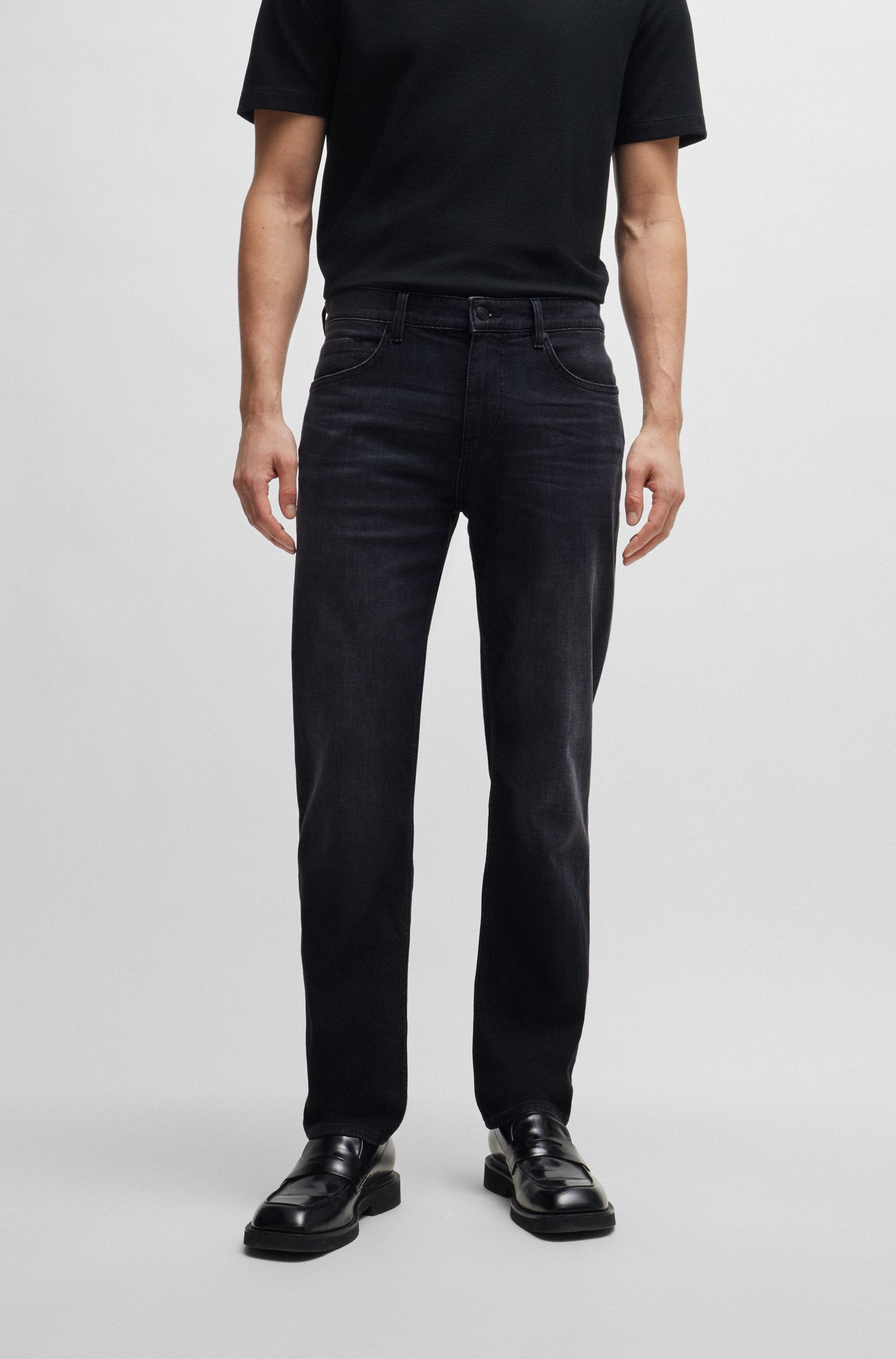 BOSS - Quần jeans Maine dáng regular fit denim Ý mềm