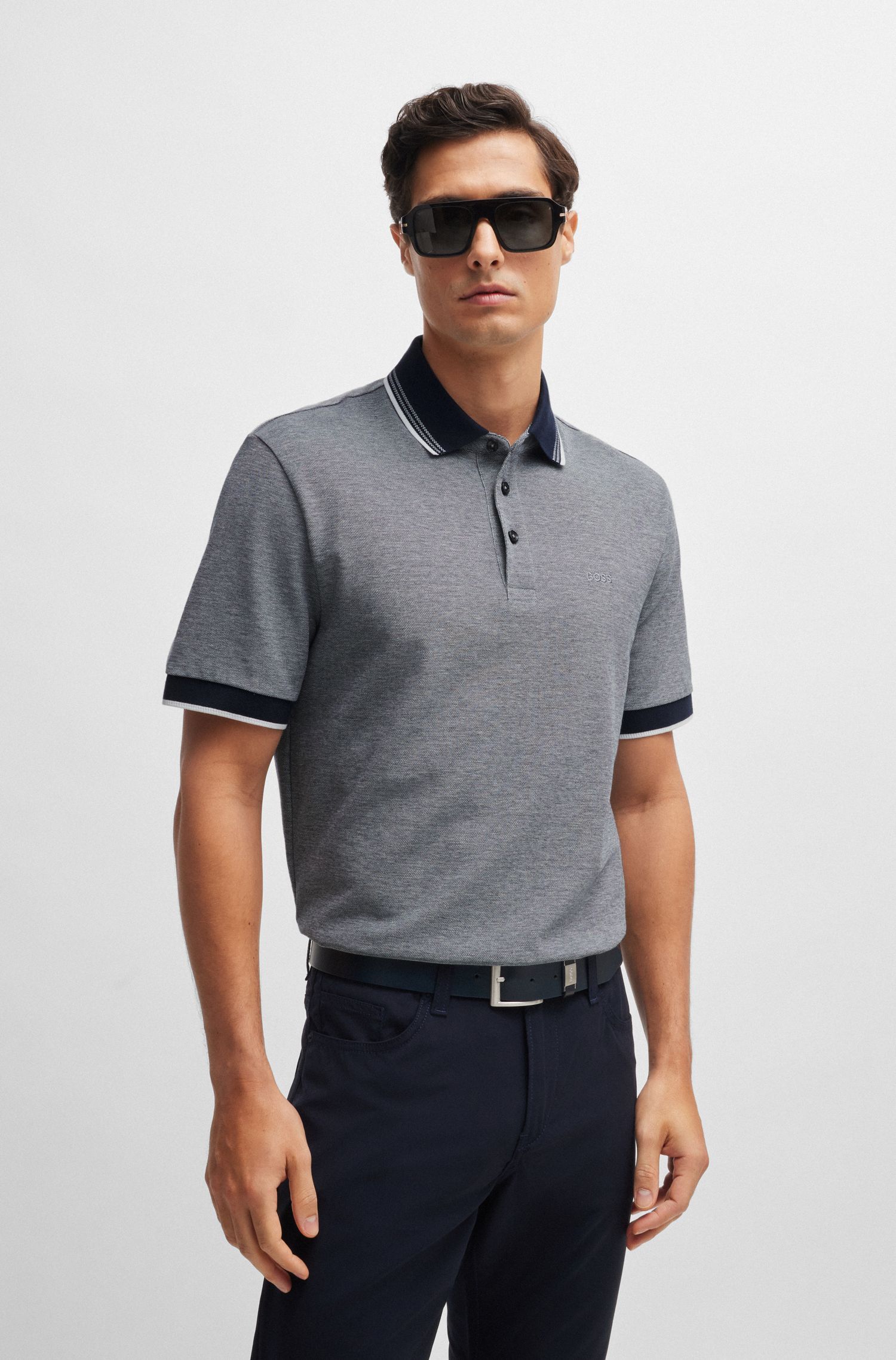 Áo polo cotton Oxford piqué có logo thương hiệu