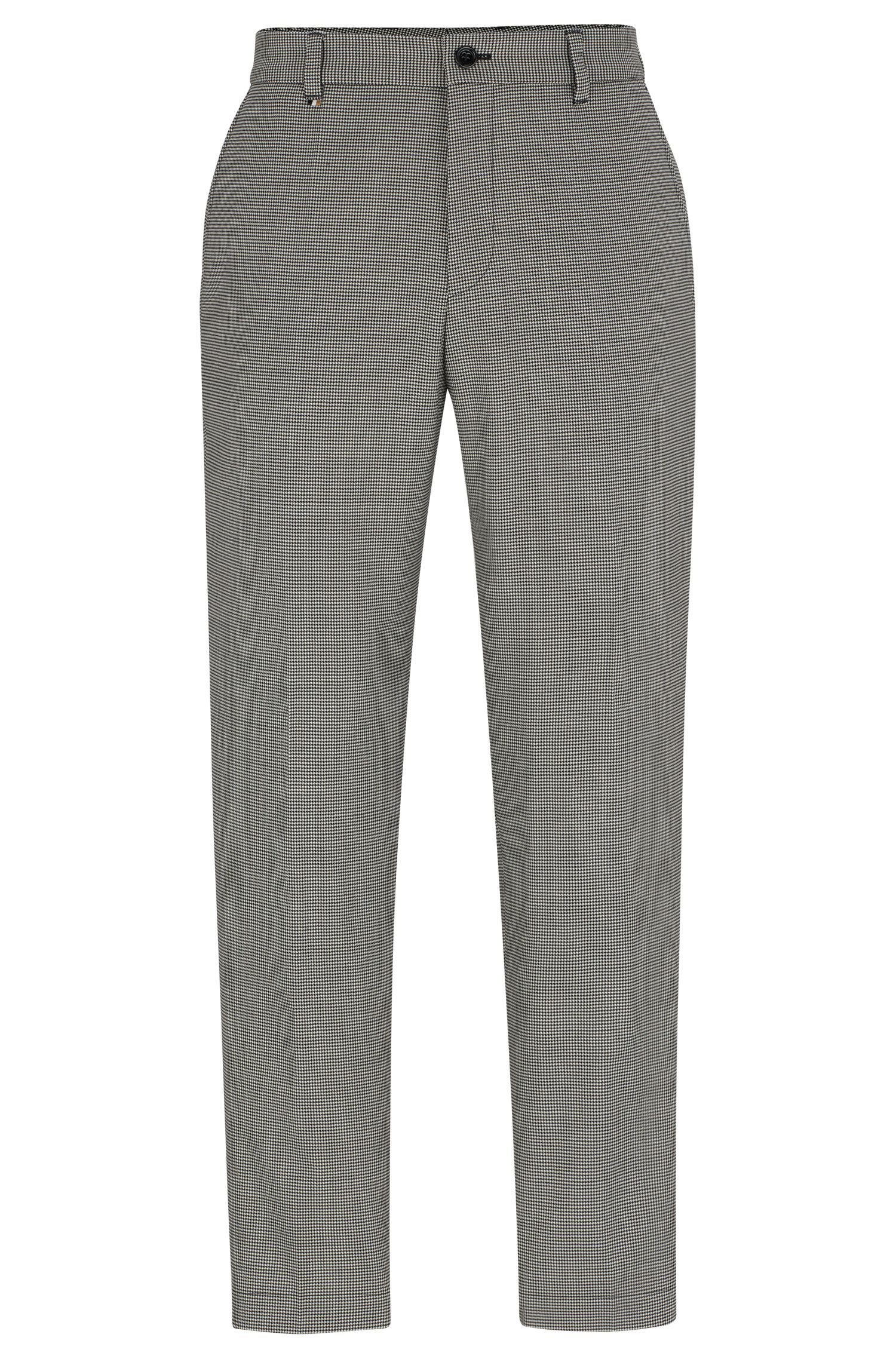 BOSS - Quần âu relaxed-fit họa tiết houndstooth