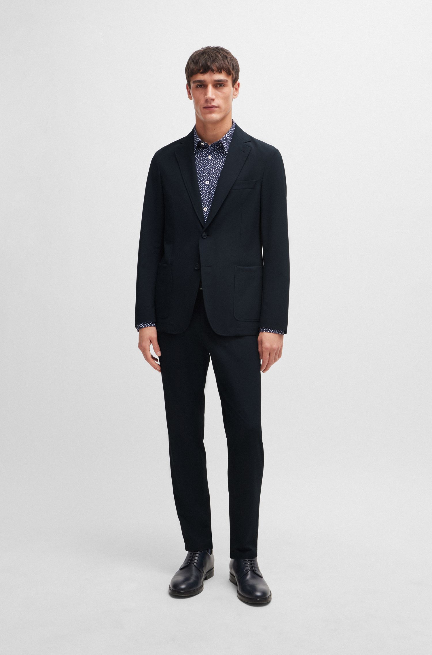 BOSS - Áo blazer dáng vest slim fit vải co giãn