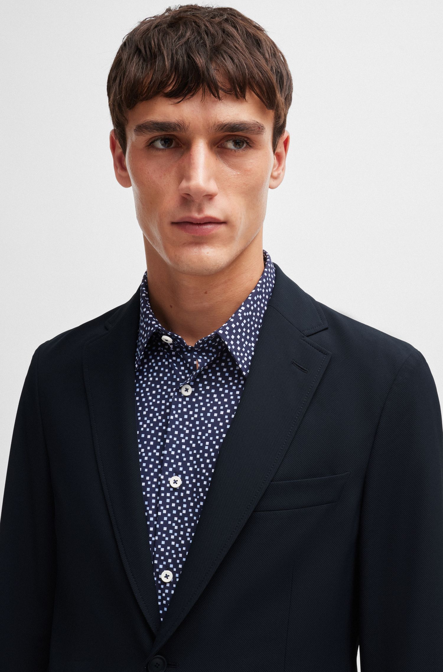 BOSS - Áo blazer dáng vest slim fit vải co giãn