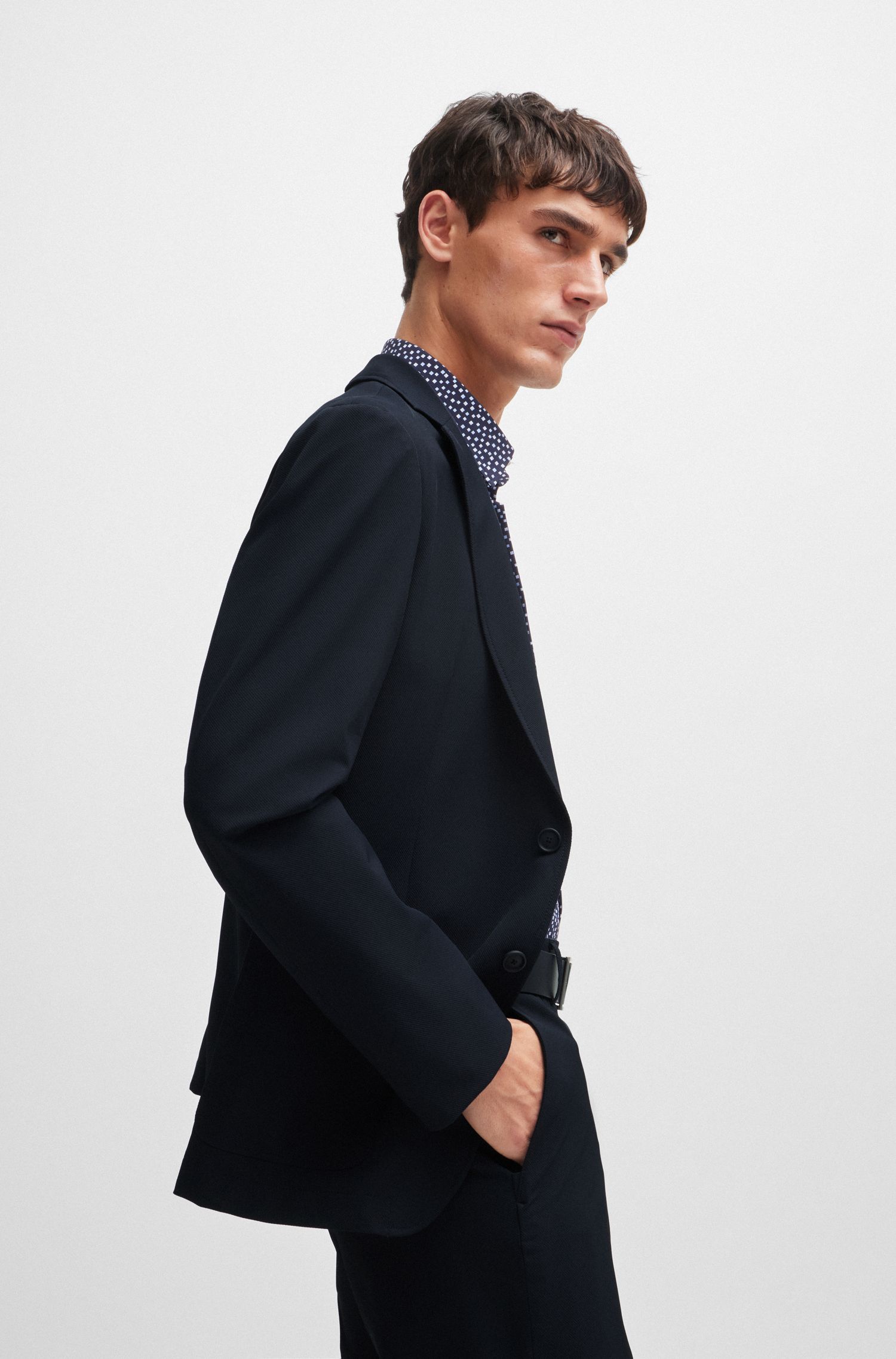 BOSS - Áo blazer dáng vest slim fit vải co giãn