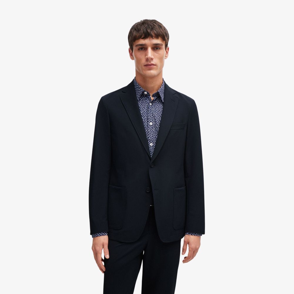BOSS - Áo blazer dáng vest slim fit vải co giãn