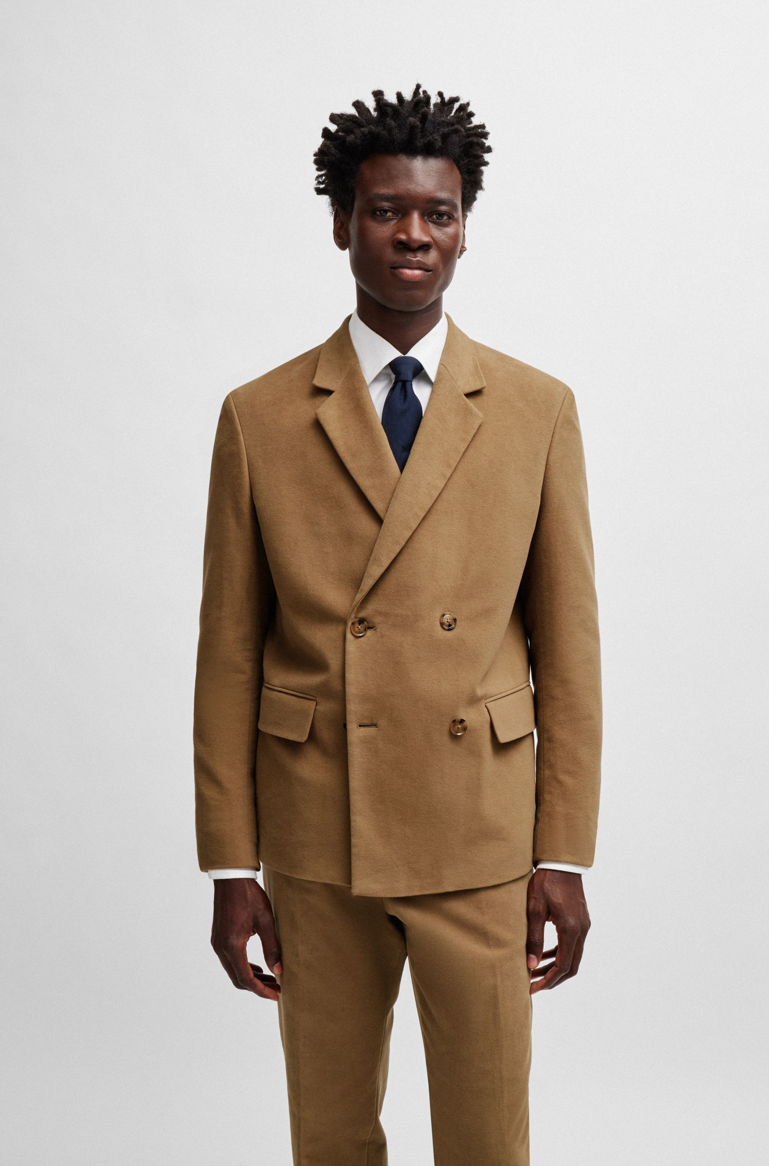 Áo blazer relaxed fit vải cotton twill