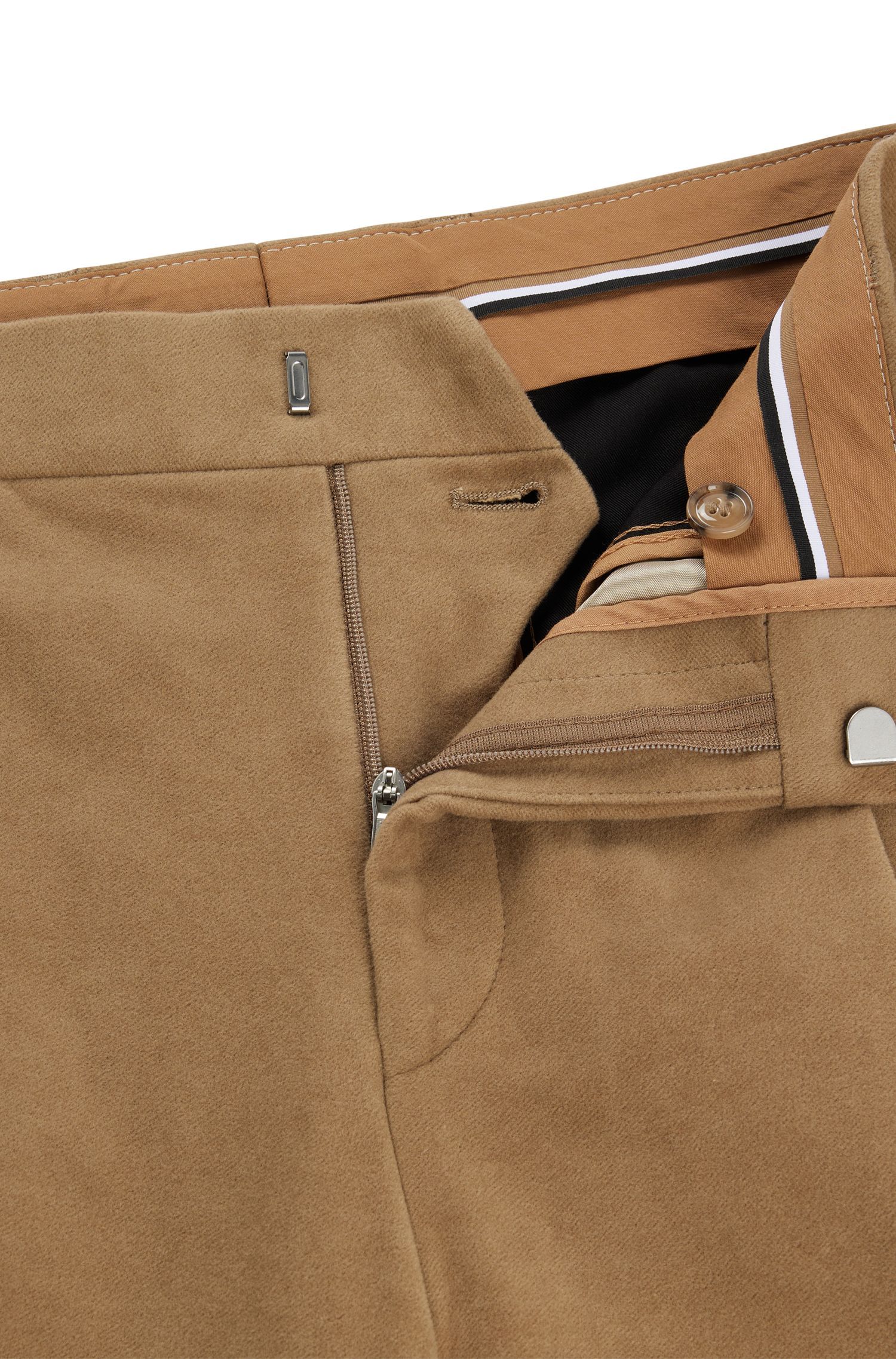 BOSS - Quần tây relaxed-fit vải cotton twill dệt