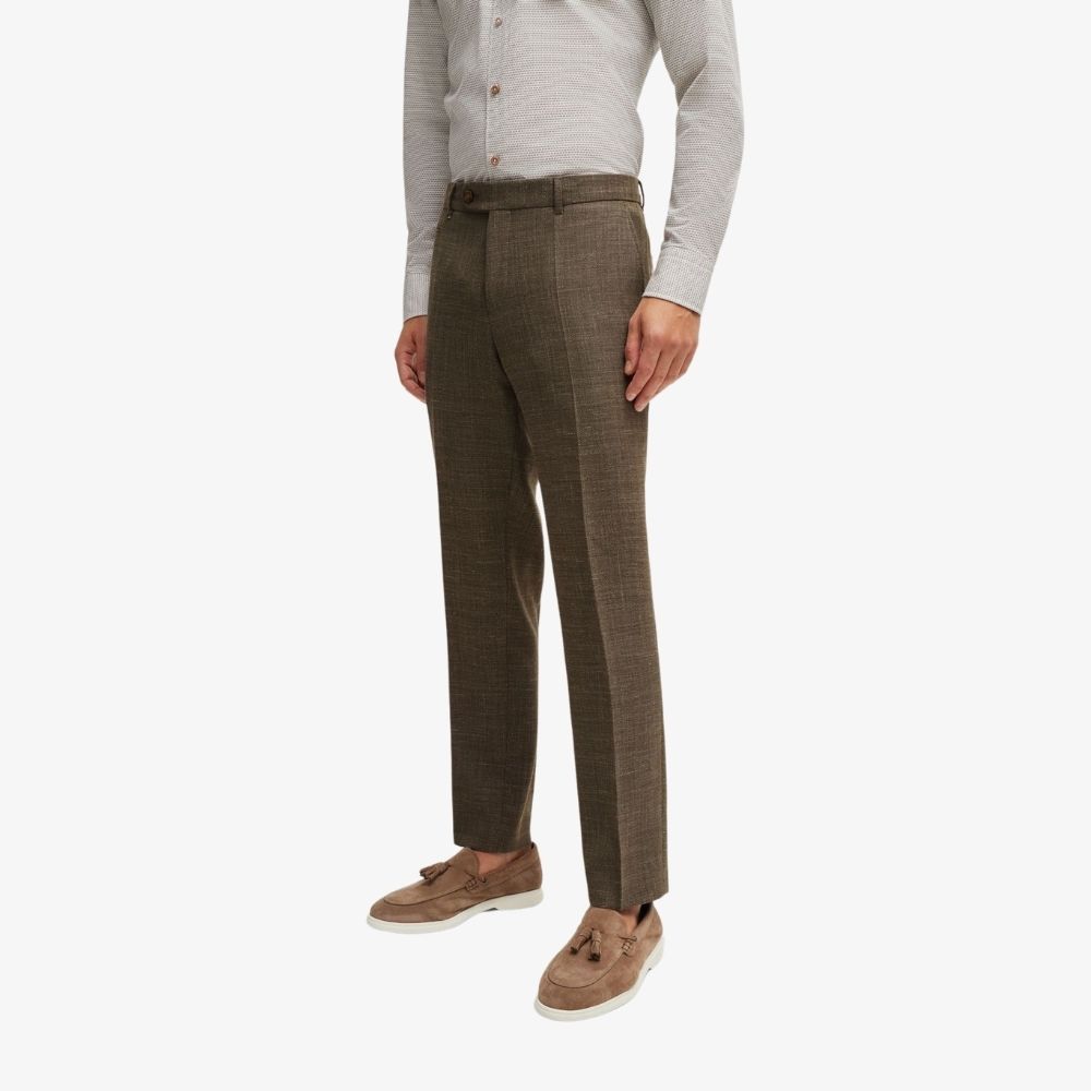 BOSS - Quần âu slim-fit vải melange co giãn