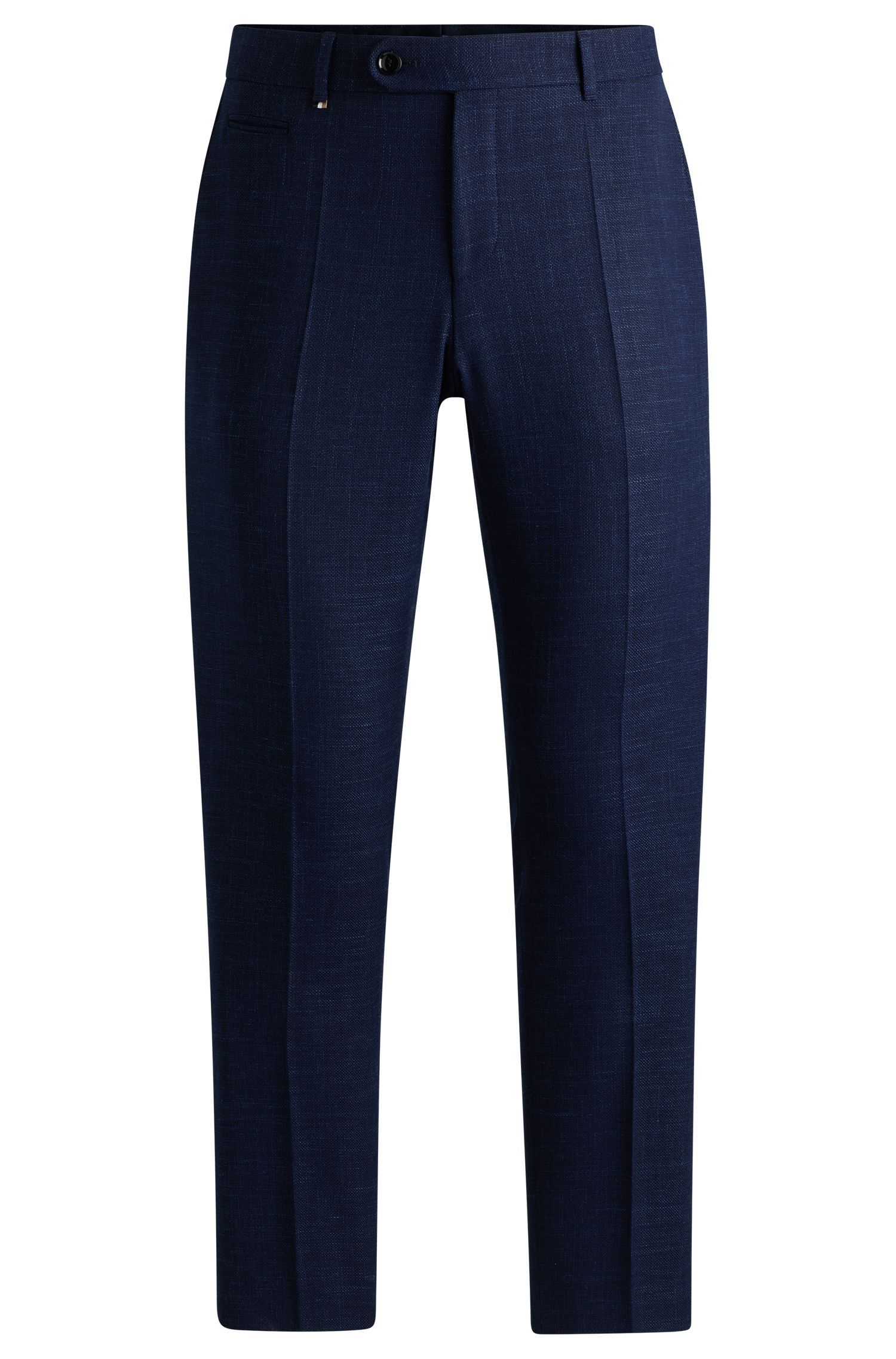BOSS - Quần âu slim-fit vải melange co giãn
