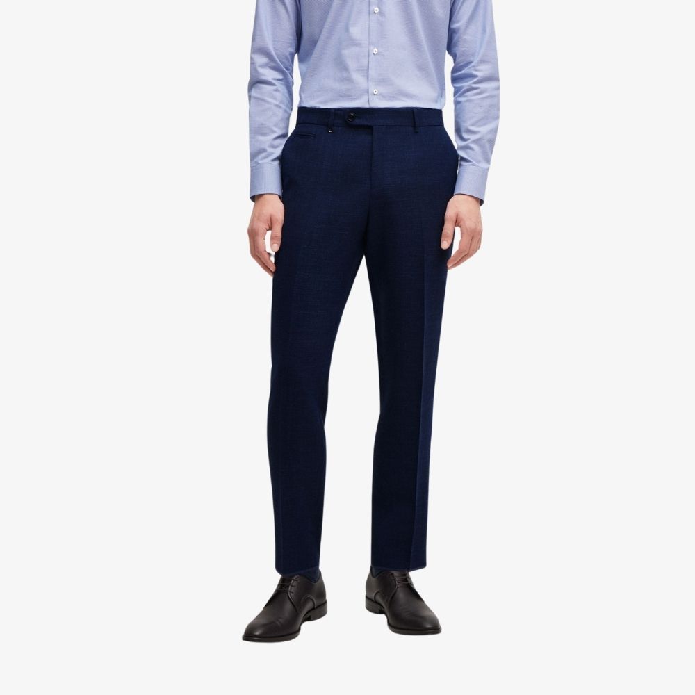 BOSS - Quần âu slim-fit vải melange co giãn