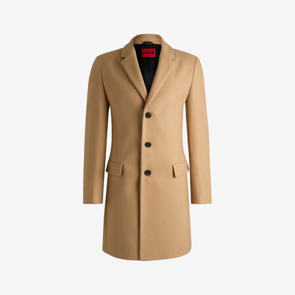 HUGO - Áo khoác dáng ôm slim-fit chất len pha