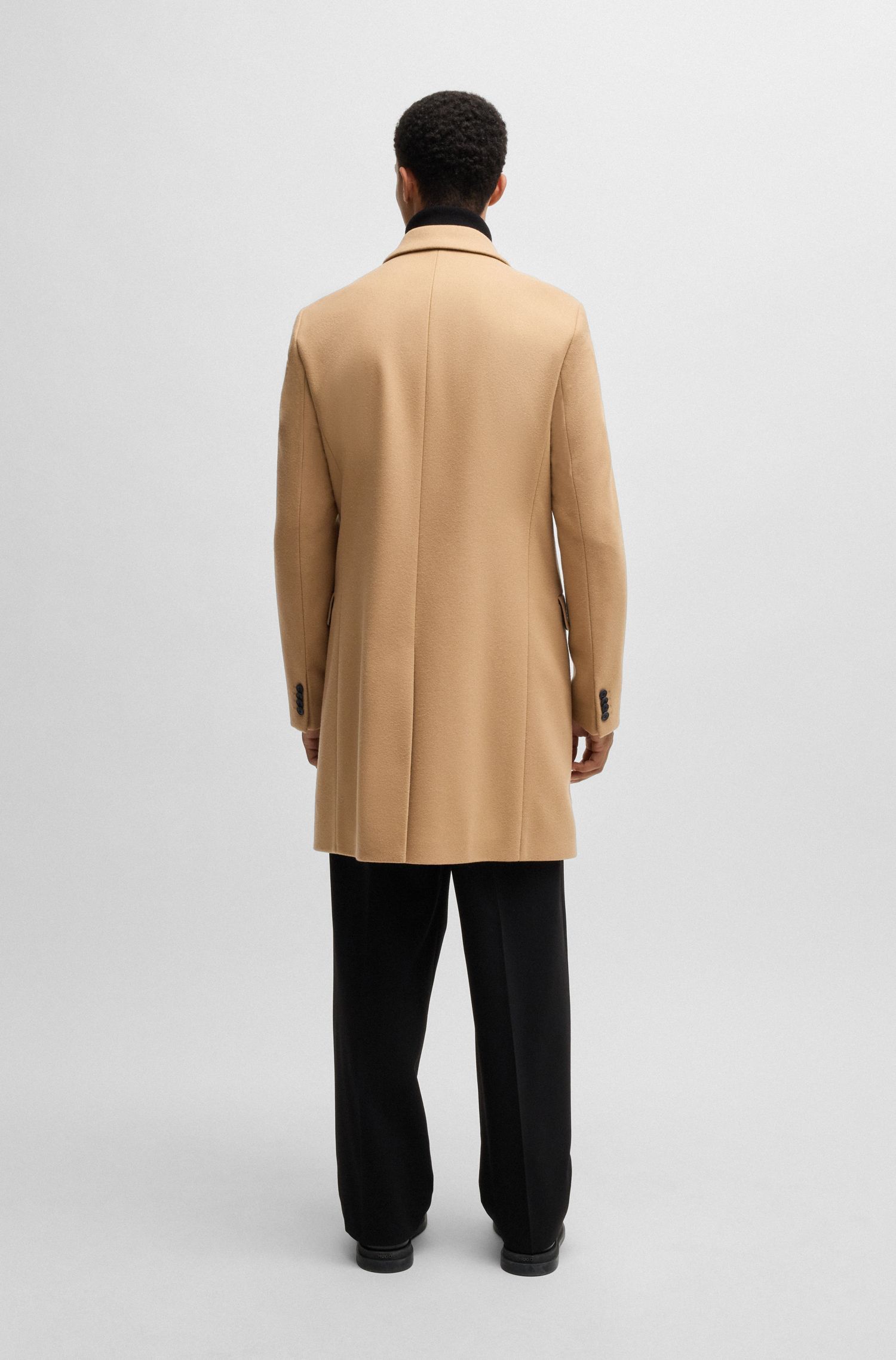 HUGO - Áo khoác dáng ôm slim-fit chất len pha