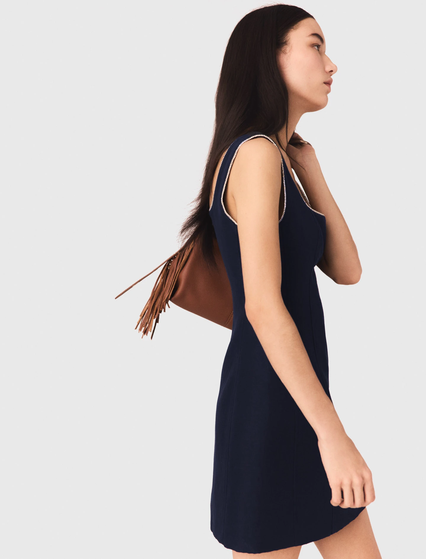 Maje - Đầm ngắn vải linen pha