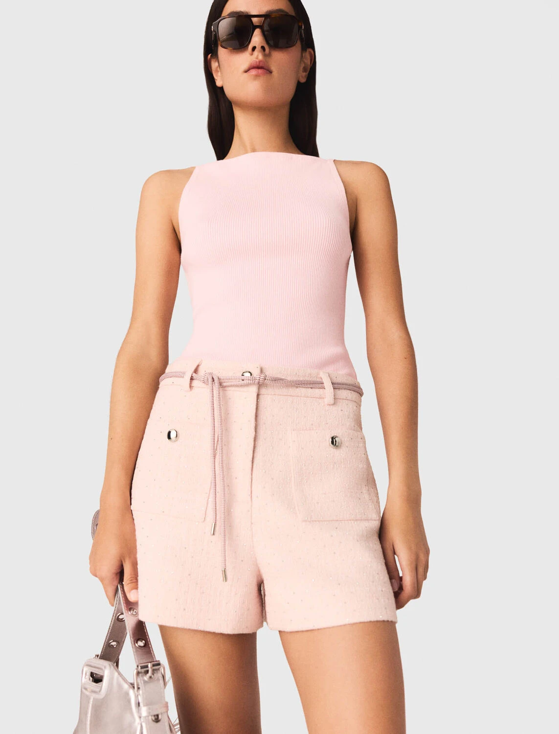 Quần short vải tweed