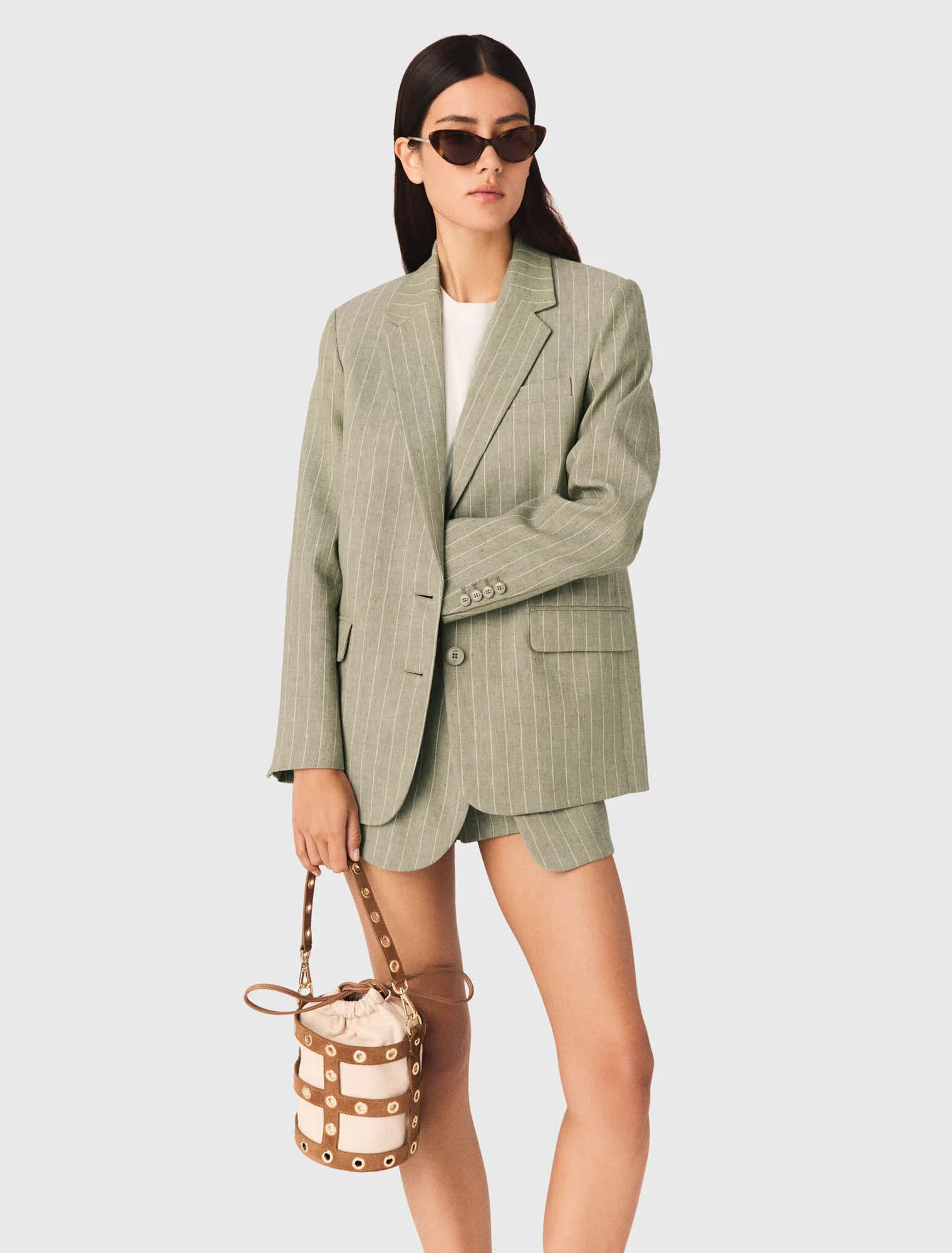 Maje - Áo khoác vest pha vải lanh