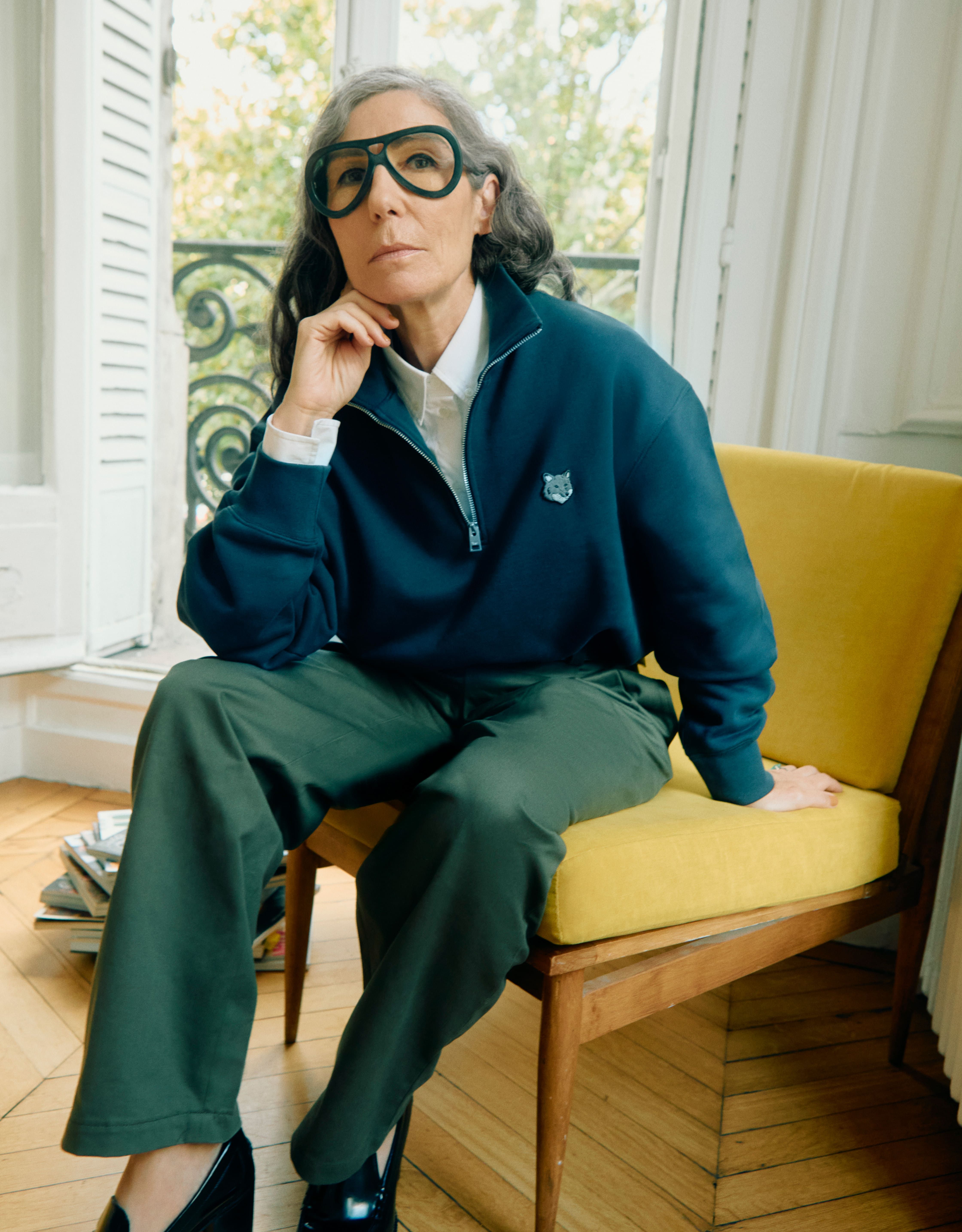 Maison Kitsuné - Áo sweatshirt nam khóa kéo Fox Head dáng Comfort