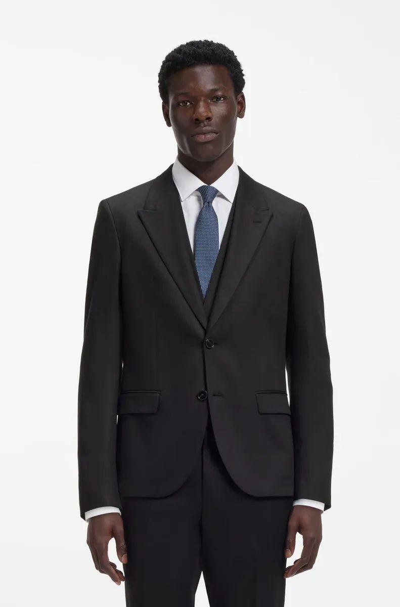 HUGO - Bộ vest ba mảnh  slim-fit, vải chéo