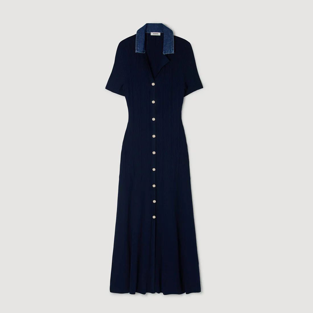 Sandro - Váy maxi cổ denim