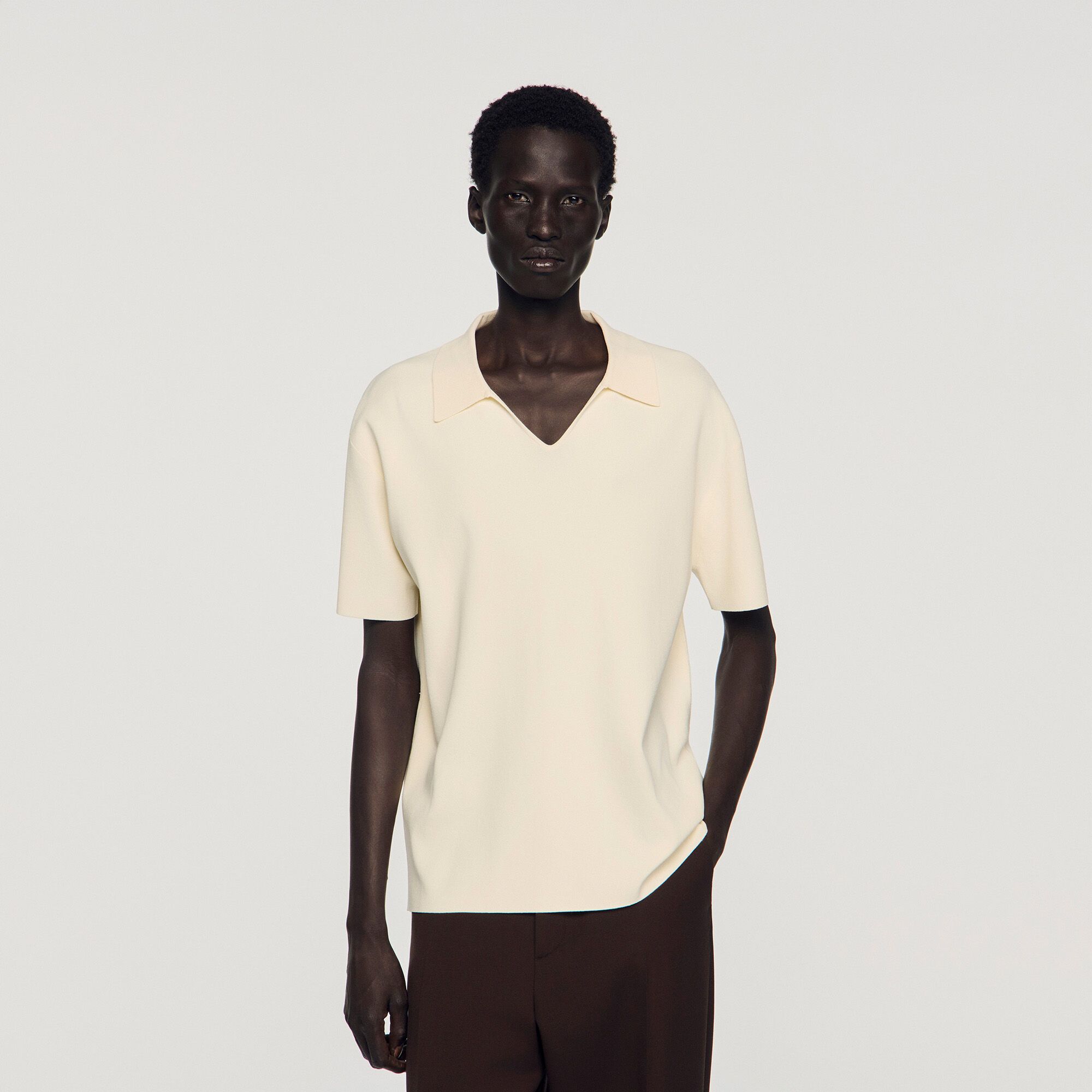 Sandro - Áo polo dệt kim co giãn